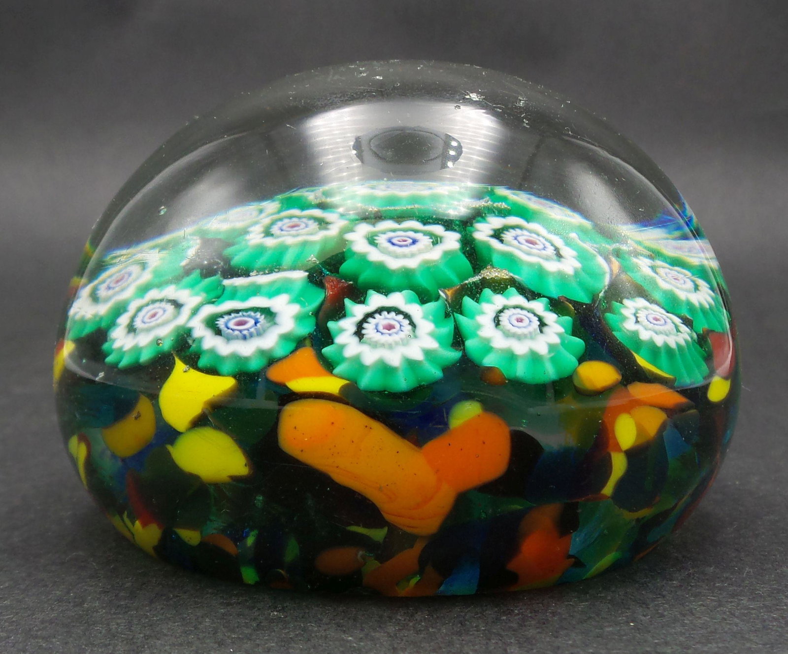 Vintage MURANO Green Millefiori Art Glass Paperweight (1 of 7)