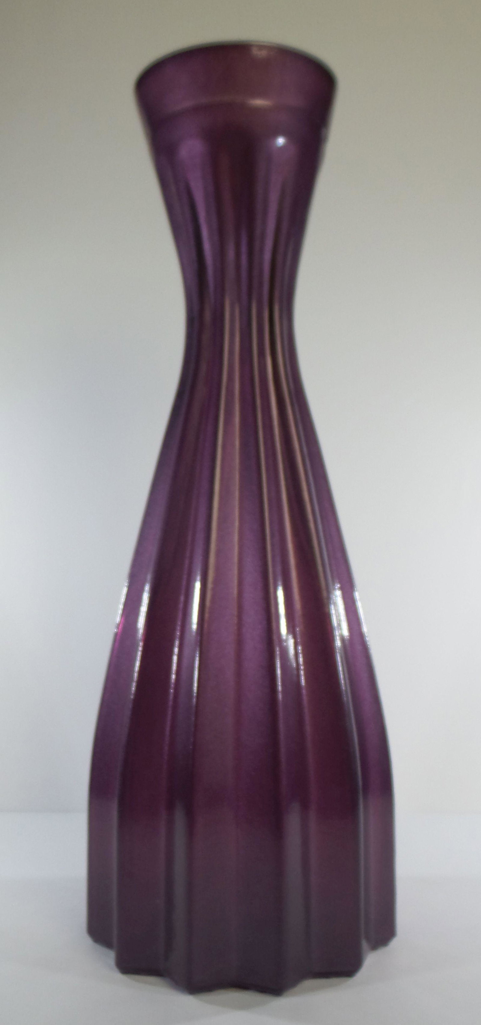 Large Vintage VIDRIOS SAN MIGUEL Spain Purple Art Glass Vase /w Star Shaped Base (1 of 6)