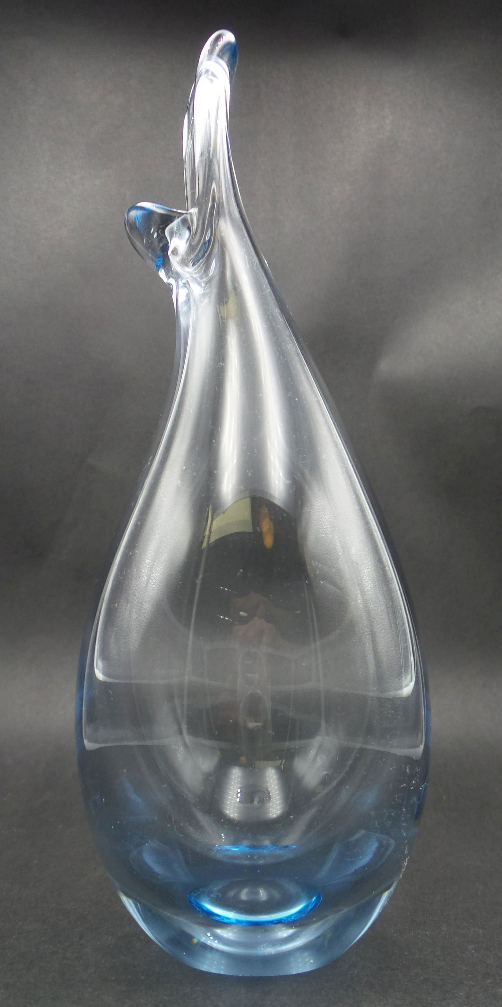 Vintage 1950s HOLMEGAARD Denmark Light Blue Art Glass Cabinet Vase (1 of 6)