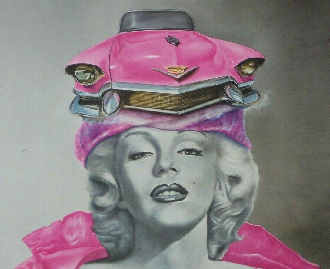 Vintage ROBERT HUBER Signed Ltd. Ed. Pop Art Marilyn Monroe Pink Cadillac Poster (1 of 7)