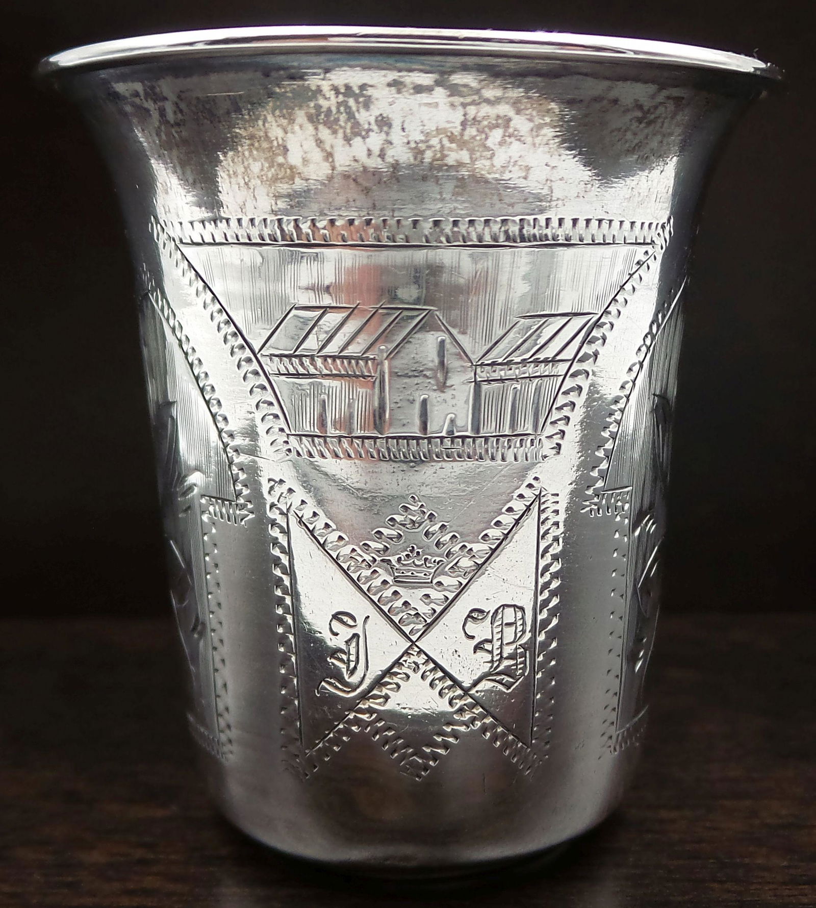 Antique 1894 Imperial Russian Silver Engraved Vodka Cup (1 of 7)