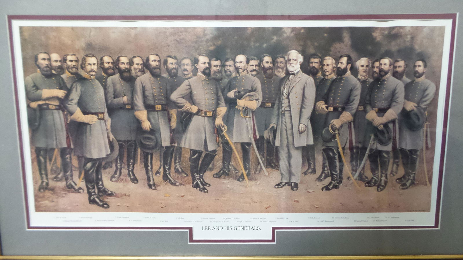Vintage Civil War General Robert E. Lee and his Generals 29x17 Framed Art Print: Measures approx. 17" high x 29"wide (frame). Professionally framed behind glass in stylish wood frame.
