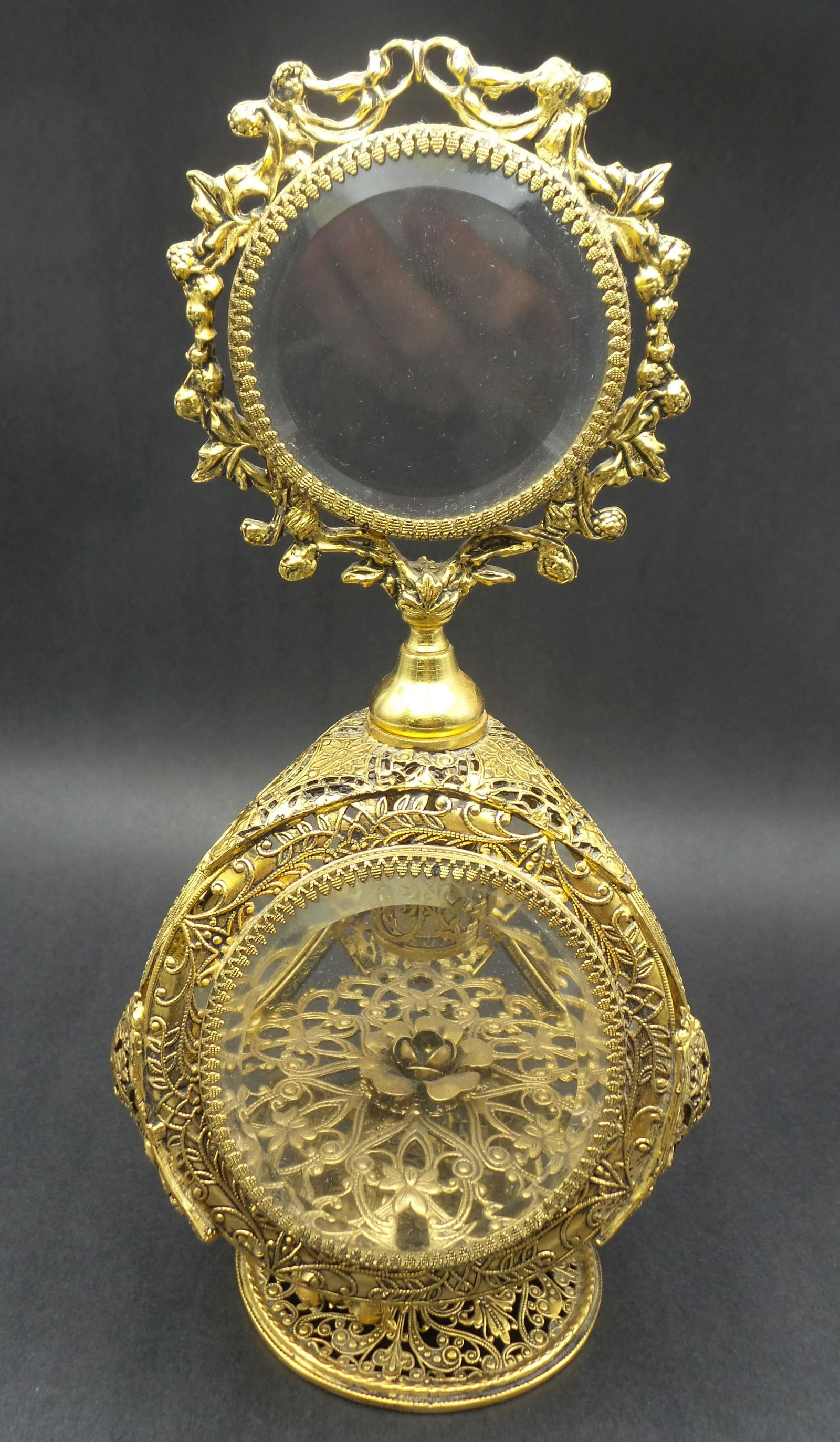 Ornate Vintage Ormulu Brass & Crystal Perfume Bottle (1 of 10)