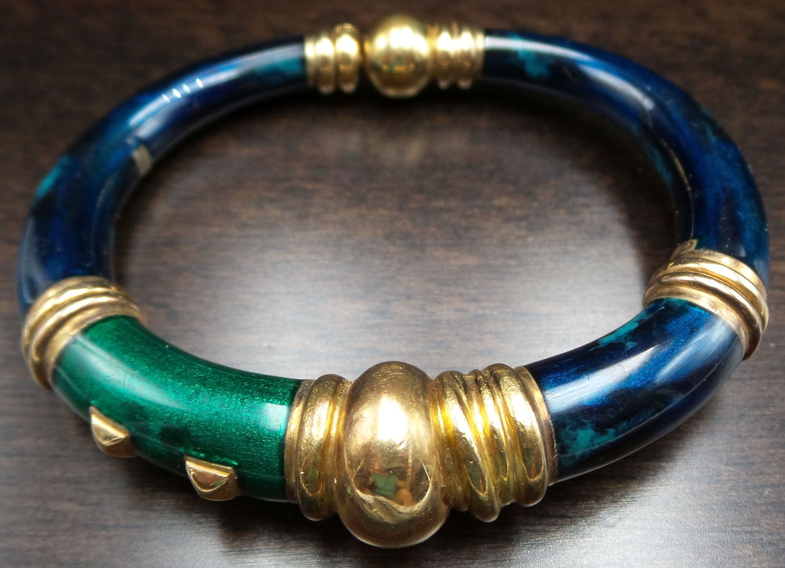 Vintage LA NOUVELLE BAGUE Italian 18K Gold & Enamel Bracelet (1 of 10)