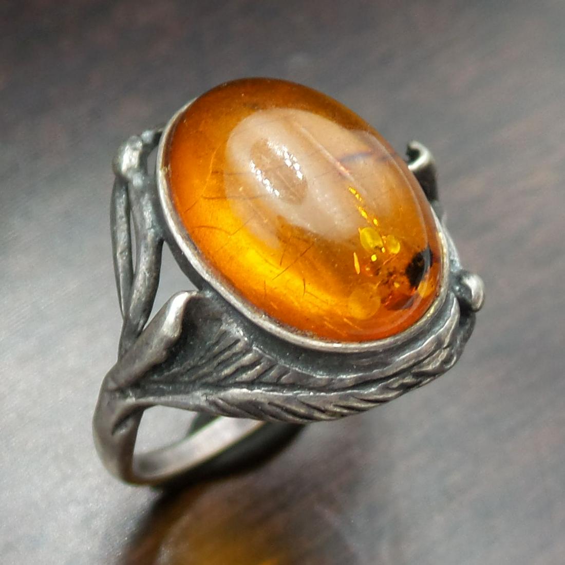 Vintage European Sterling Silver & Baltic Amber Ring (1 of 8)