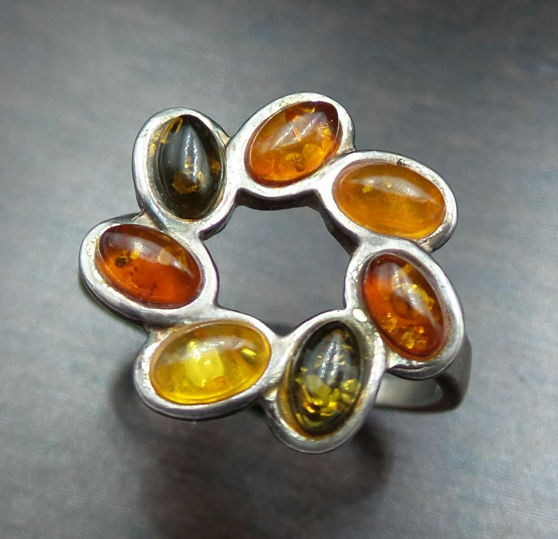 Vintage European Sterling Silver & Baltic Amber Ring (1 of 4)