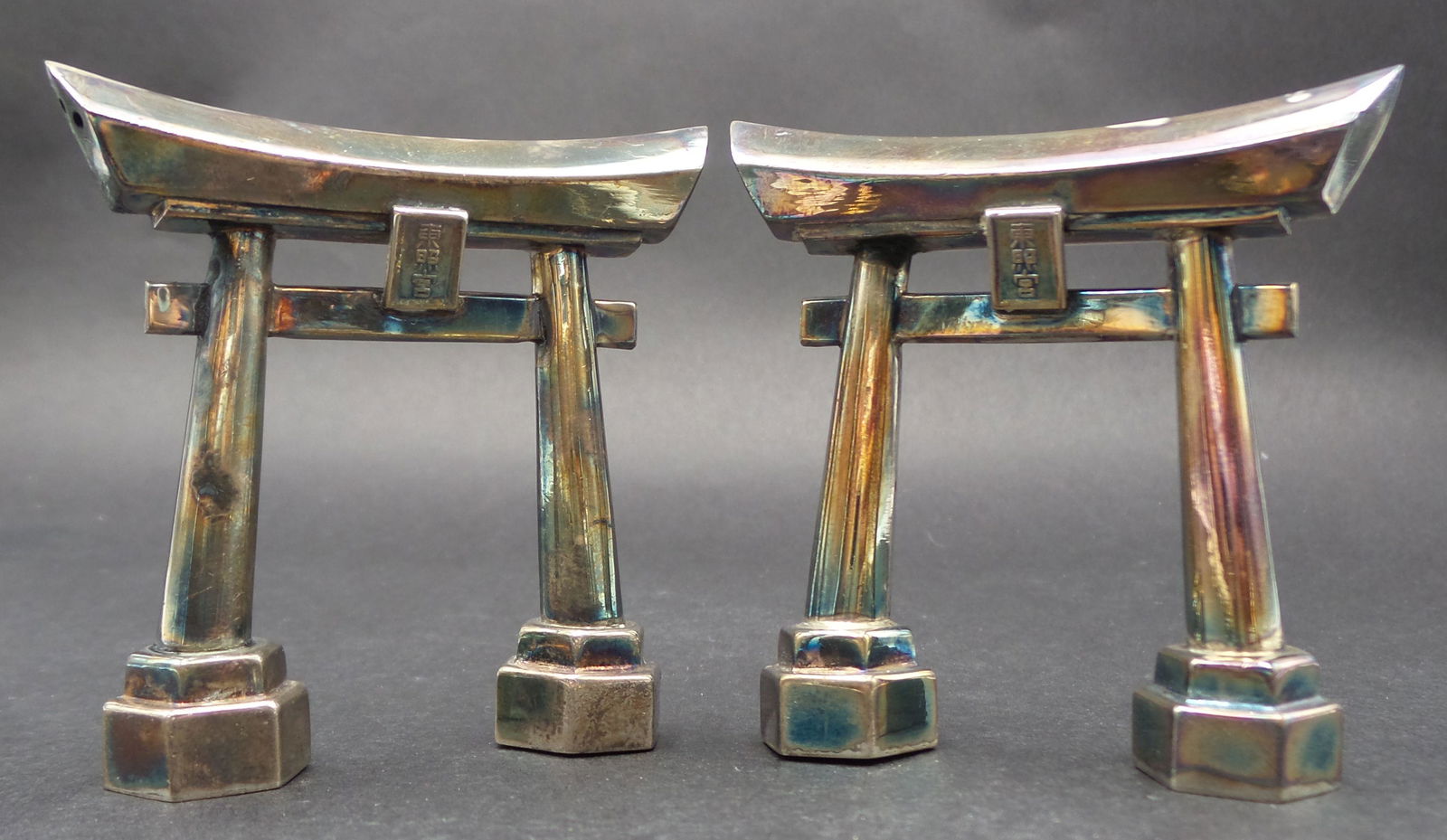 Vintage Japanese Sterling Silver "Shinto Gates" Salt & Pepper Shakers (1 of 6)
