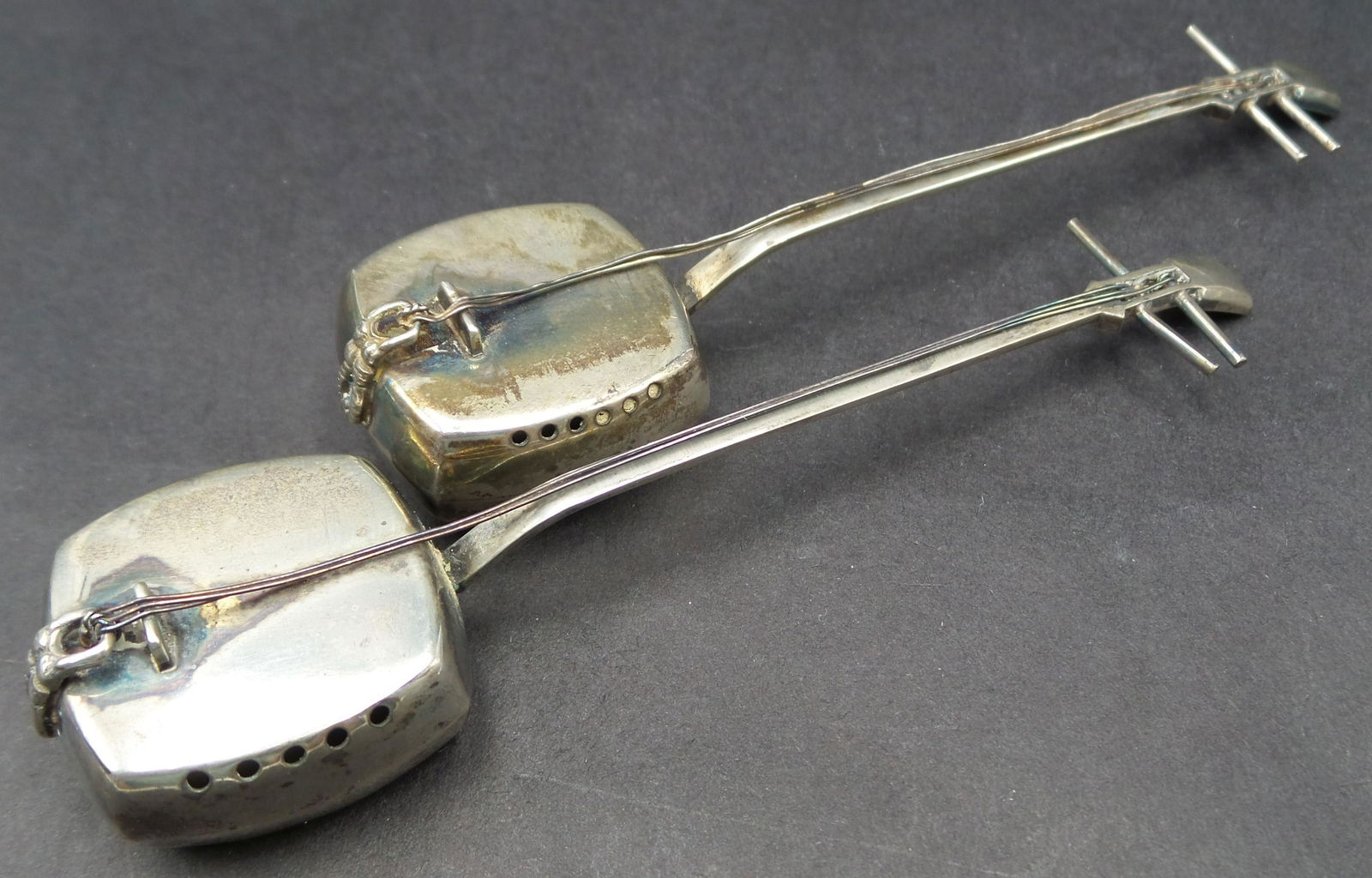 Vintage Japanese Sterling Silver "Shamisen Traditional Instrument" Salt & Pepper Shakers (1 of 5)