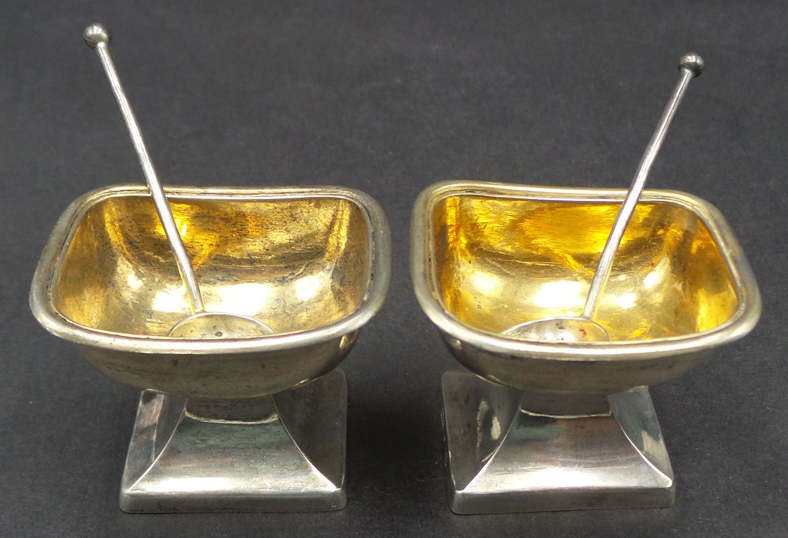 Pair of 19th Century Austrian Gilt 800 Silver Salt Cellars /w Spoons (1 of 11)
