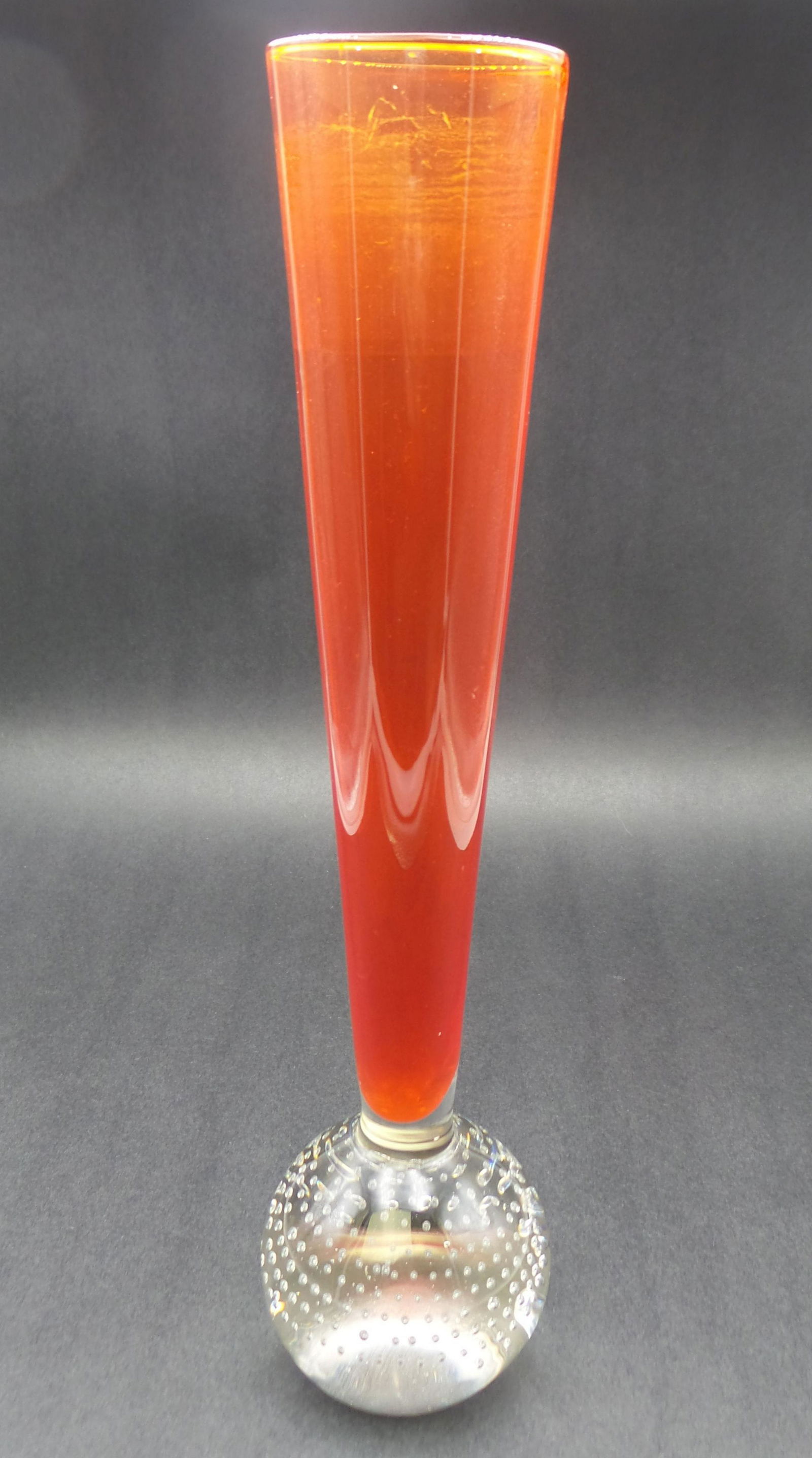 Mid-Century MURANO Red & Clear Art Glass Bubble Vase (1 of 8)