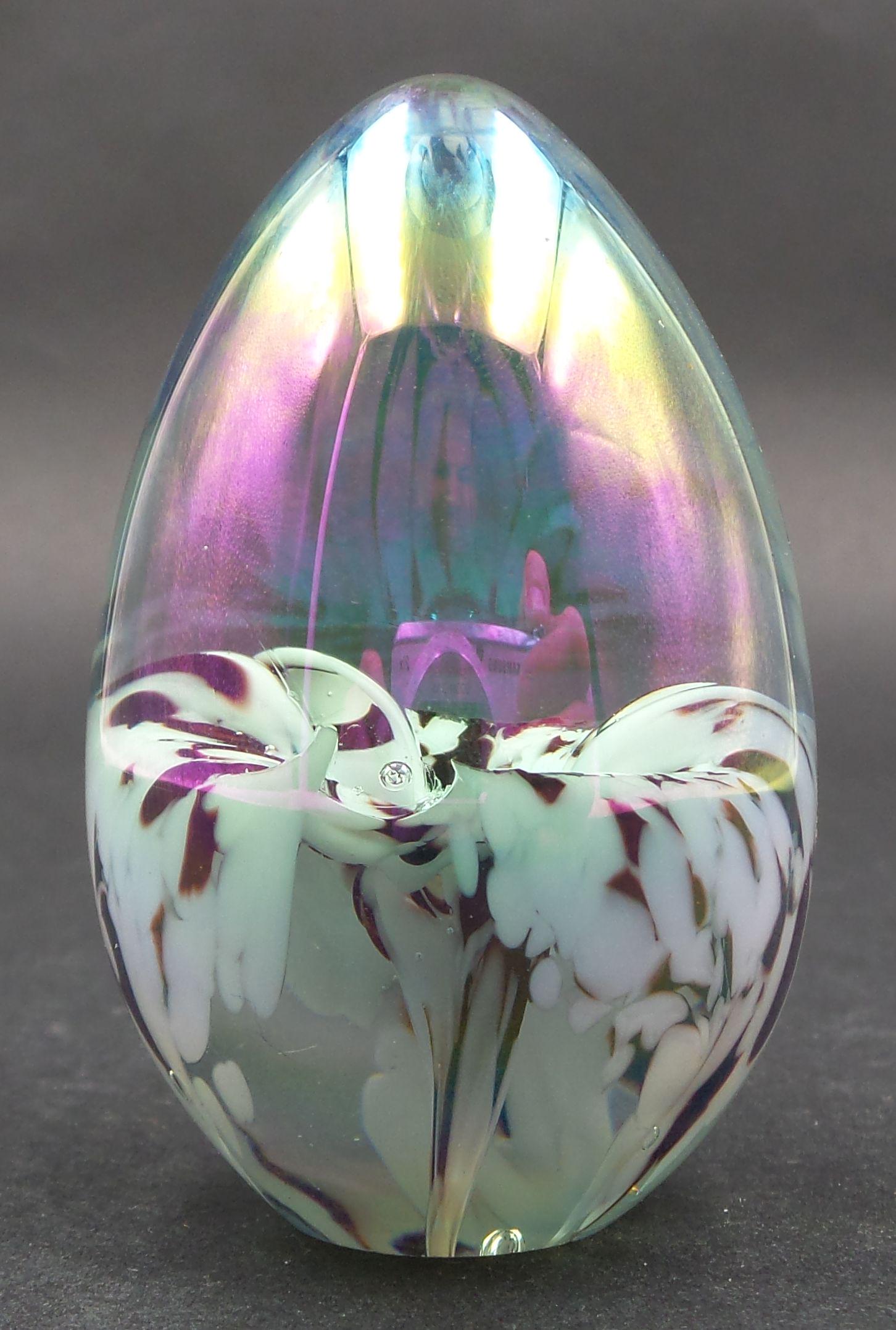 Vintage Iridescent Art Glass Studio Paperweight - Signed (1 of 8)