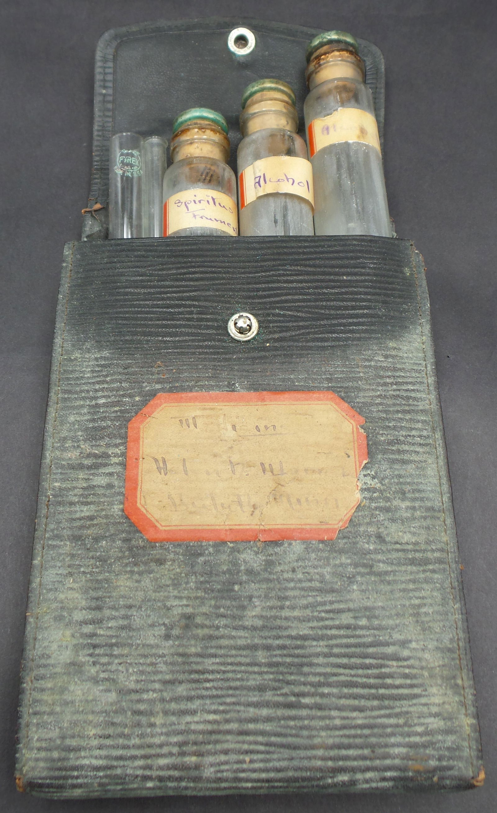 Antique ca. 1925 Prohibition Era "Prescription" Pouch /w Labeled Lab Tubes (1 of 7)