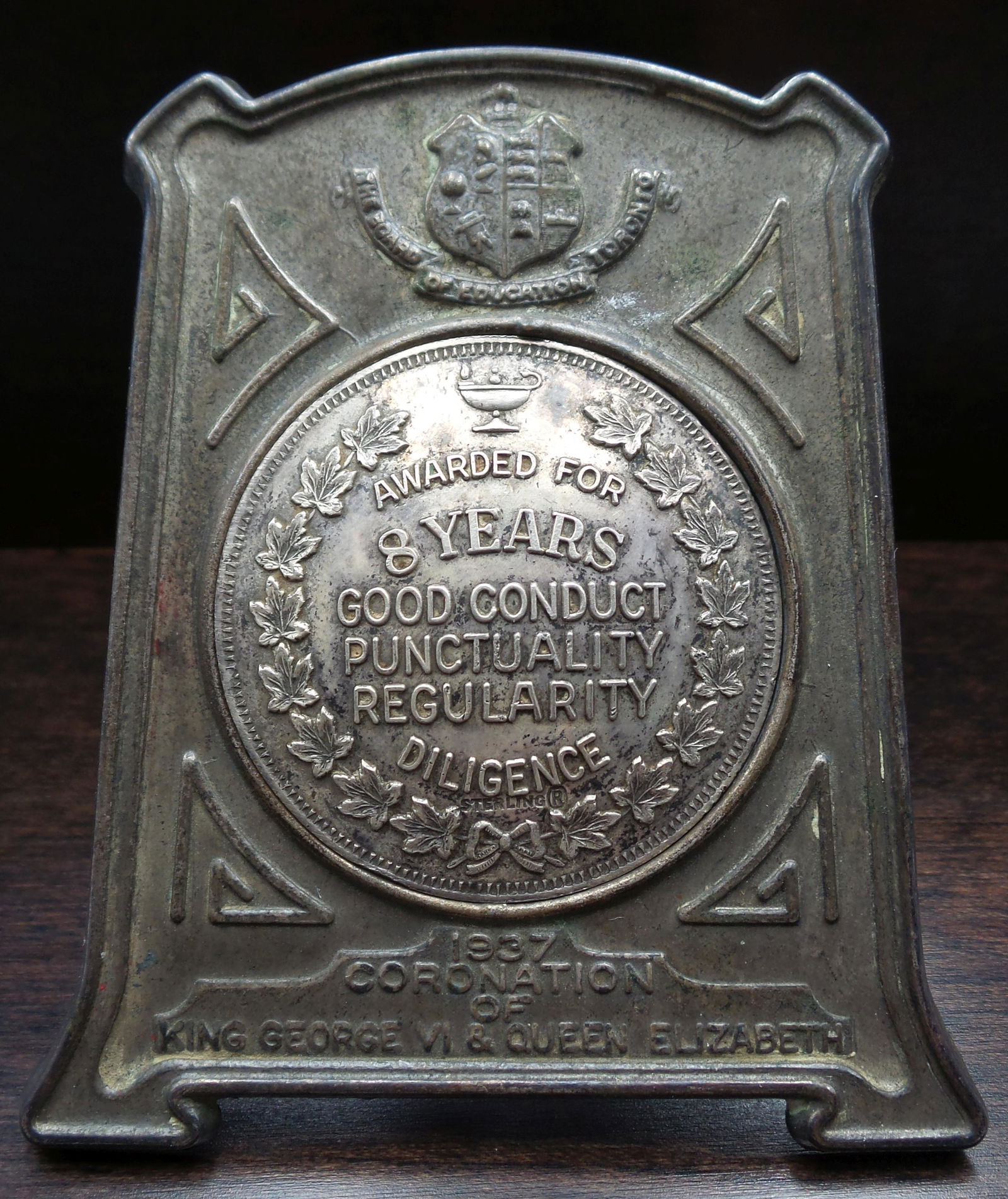 Antique Canadian Sterling Silver School Award Plaque (1 of 5)