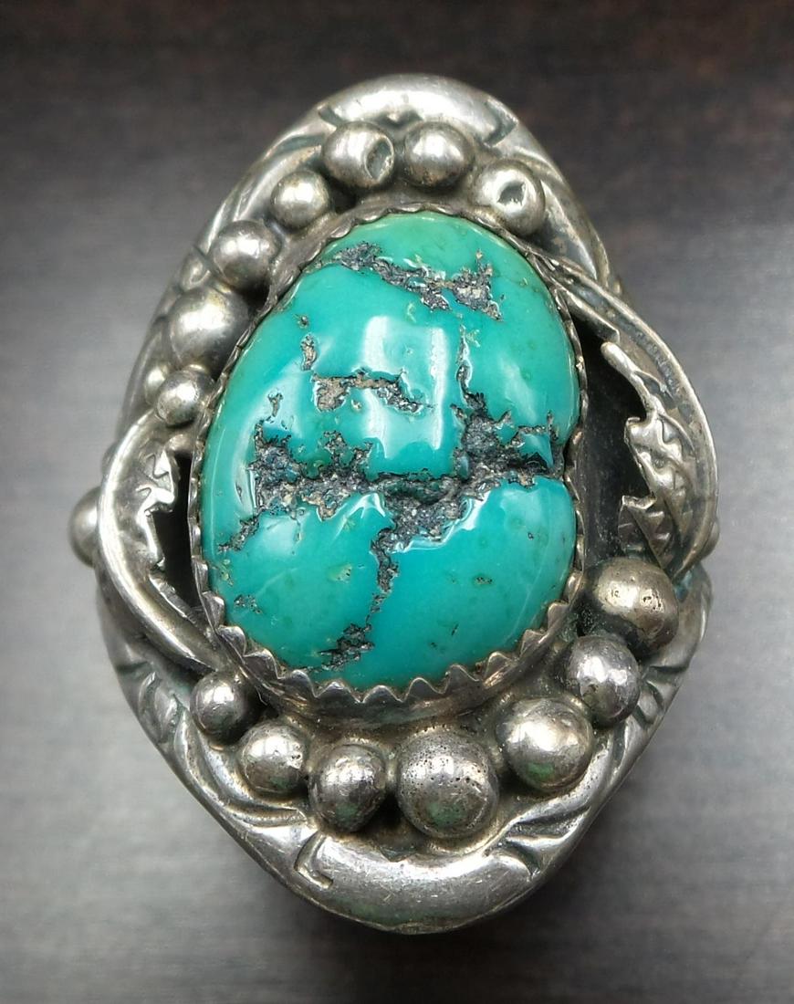 Vintage Signed Native American Sterling Silver & Turquoise Ring (1 of 7)