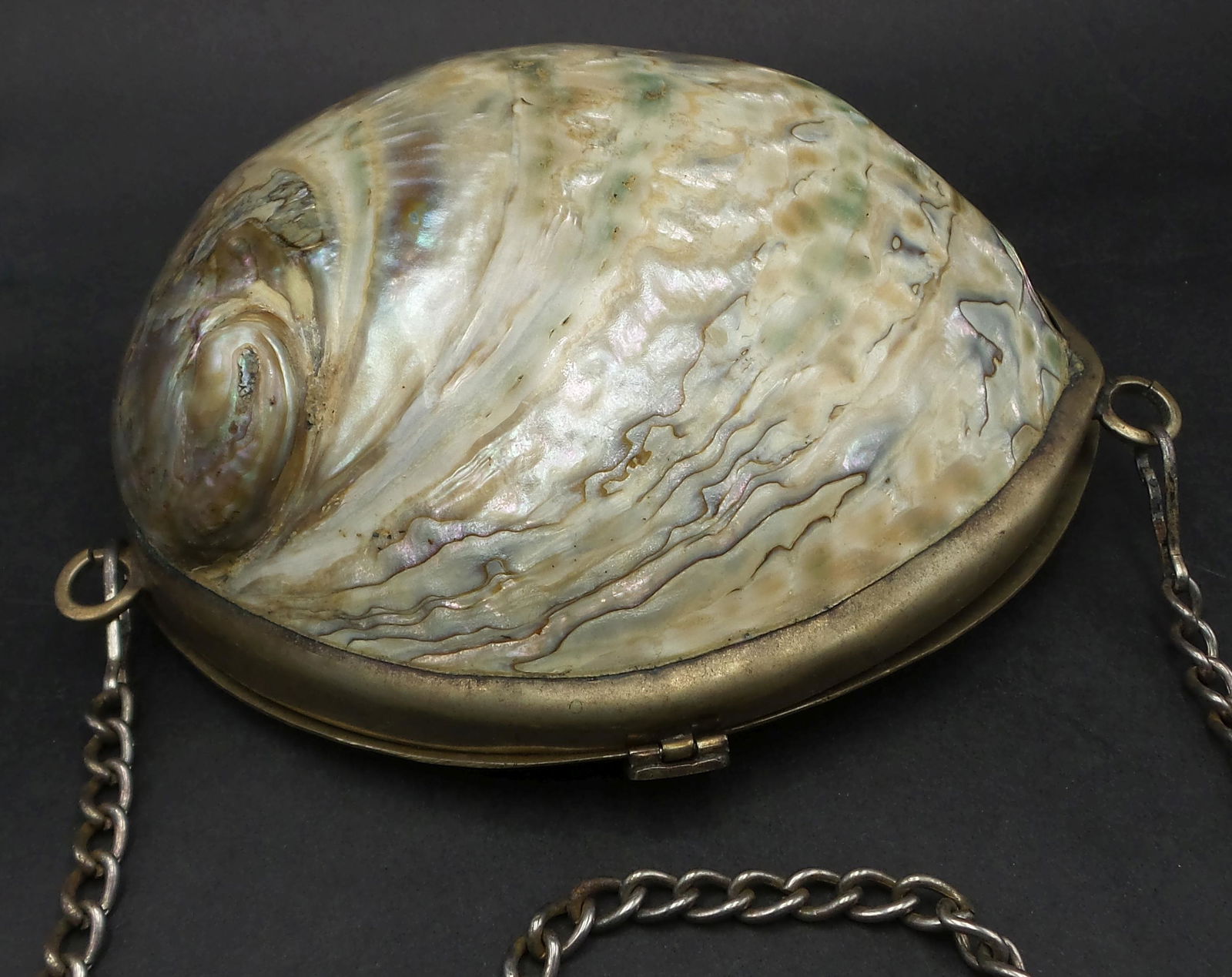 Vintage Mid-Century Mexican Abalone Shell & Brass Purse / Handbag (1 of 11)