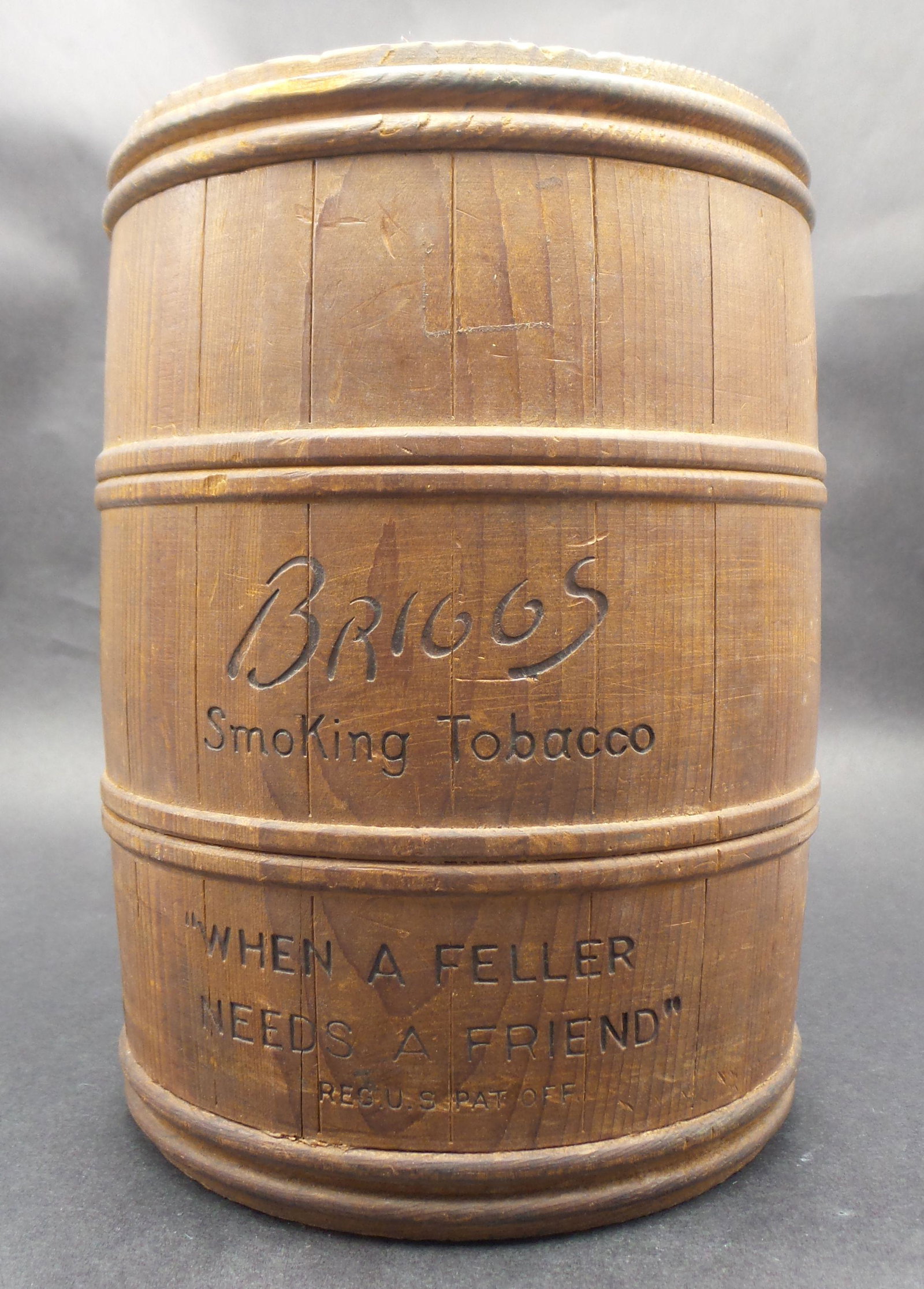 tobacco barrel Vintage Ca. 1930 Briggs Wooden Smoking Tobacco Barrel Humidor