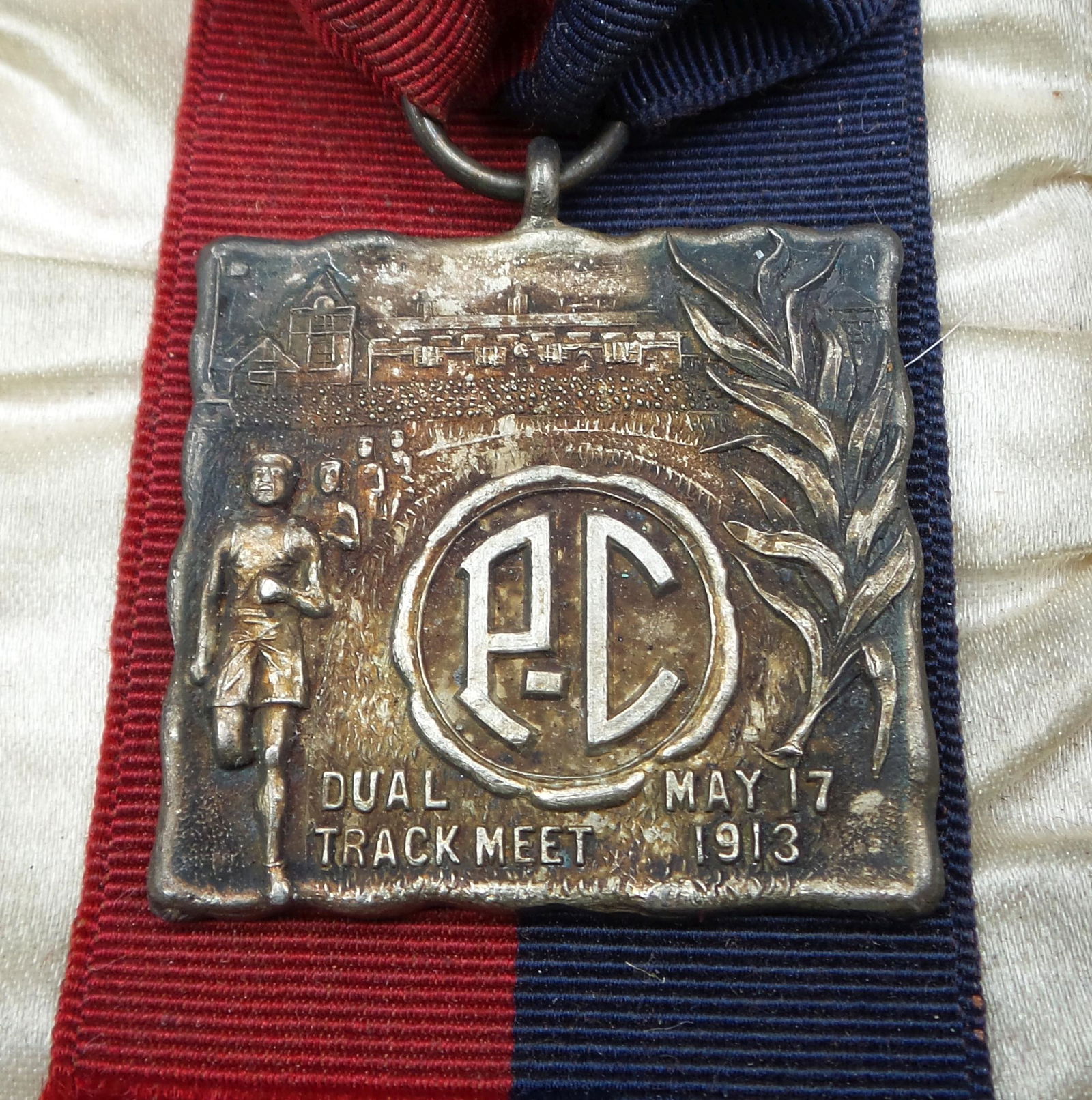 Antique 1913 Track Meet Sterling Silver Medal /w Original Box (1 of 5)