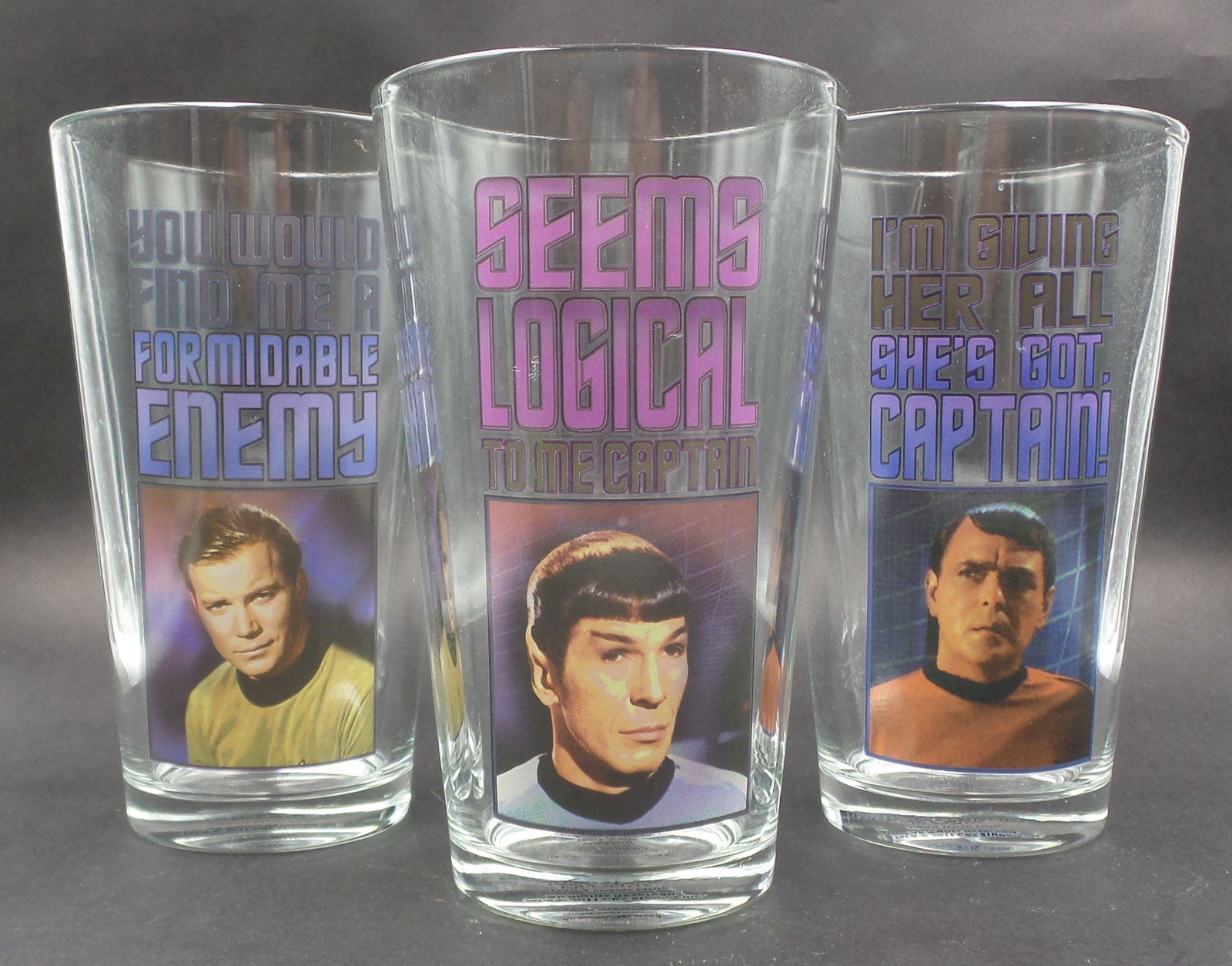 Set of 3 Vintage VANDOR STAR TREK Glasses (1 of 6)