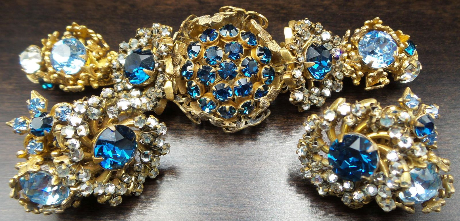 Vintage MIRIAM HASKELL Rhinestone Costume Brooch & Earring Set (1 of 9)