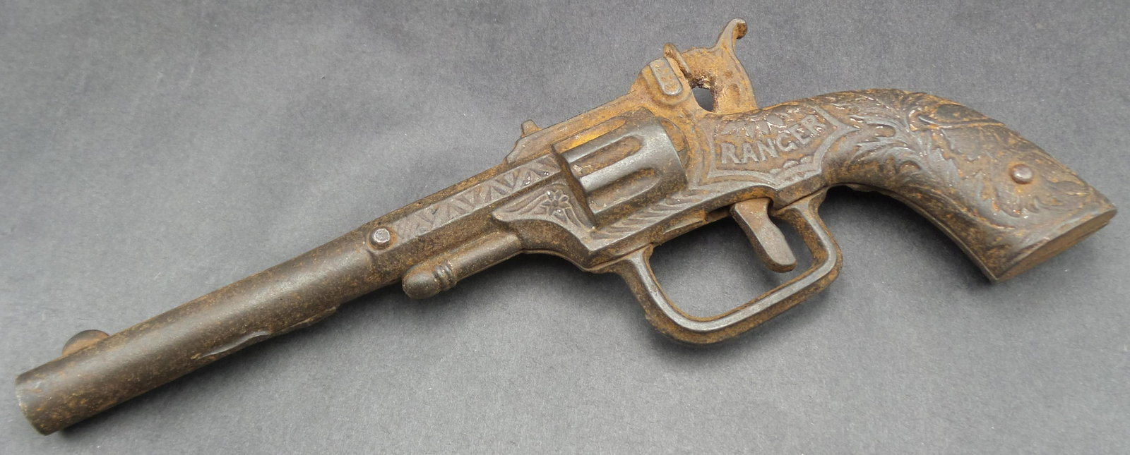 Antique 1900s STEVENS Ranger Cast Iron Cap Gun Toy: Made by Stevens between ca. 1890 to 1915. Works. Measures approx. 8" long.