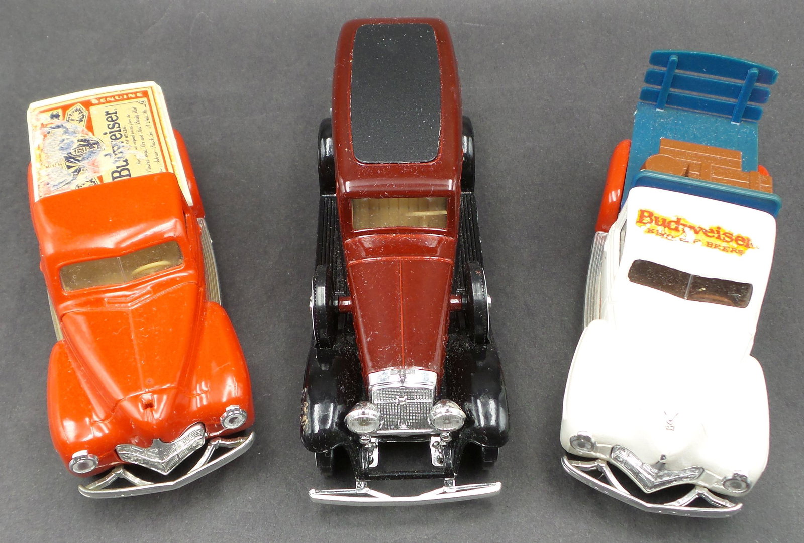 Lot of 3 Vintage ANHEUSER BUSCH Diecast Model Cars: Lot of 3 Vintage ANHEUSER BUSCH Diecast Model Cars. Very good vintage condition. Displays amazingly.