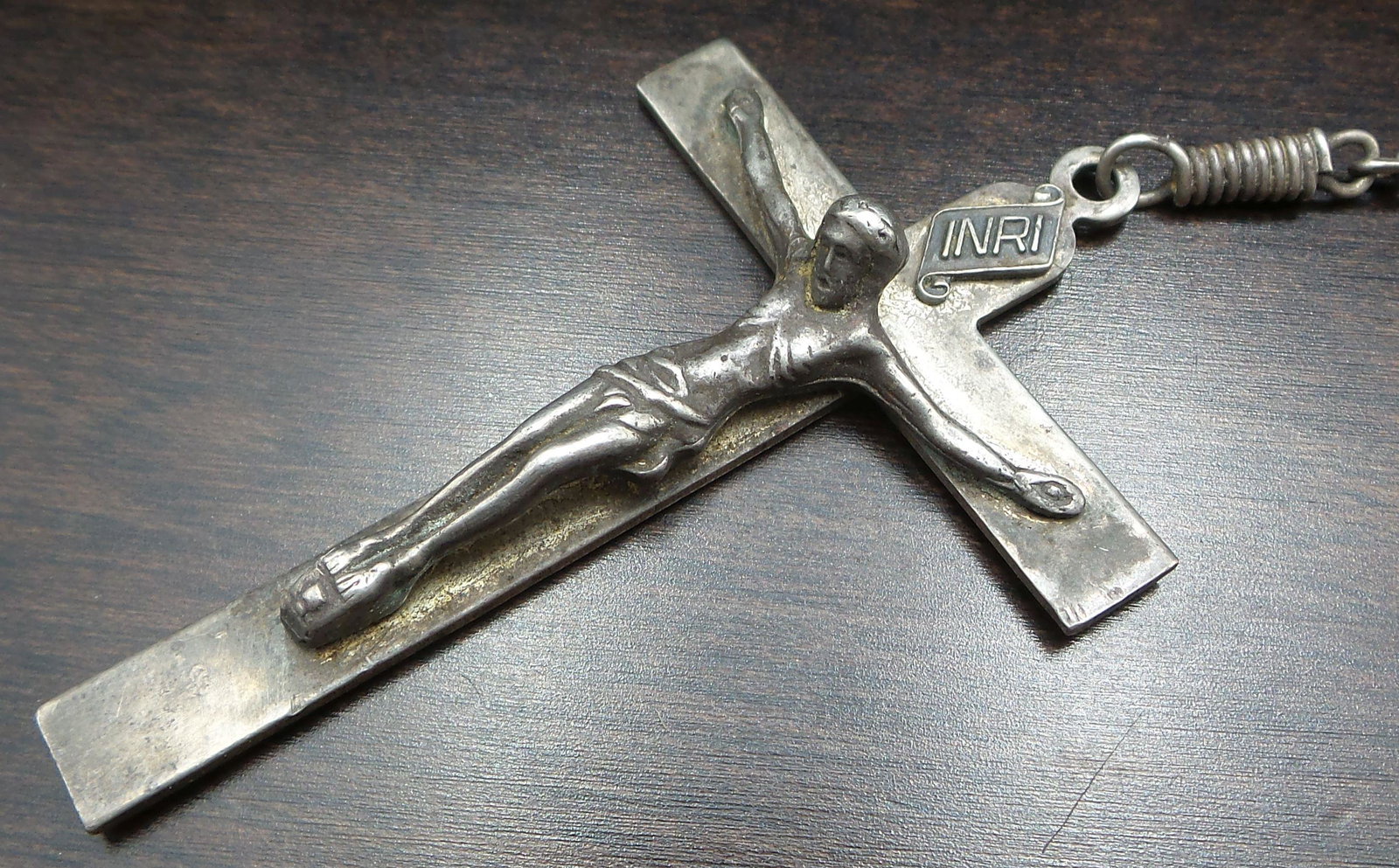 Antique 19th Century European Catholic St. Catherine Laboure Reliquary Sterling Silver Rosary: Incredible piece, ca. 1880. Measures approx. 23" long and weighs ca. 37.8 grams. The crucifix and most of the other pieces are made from Sterling Silver and marked as such. Beads are black ebony and w