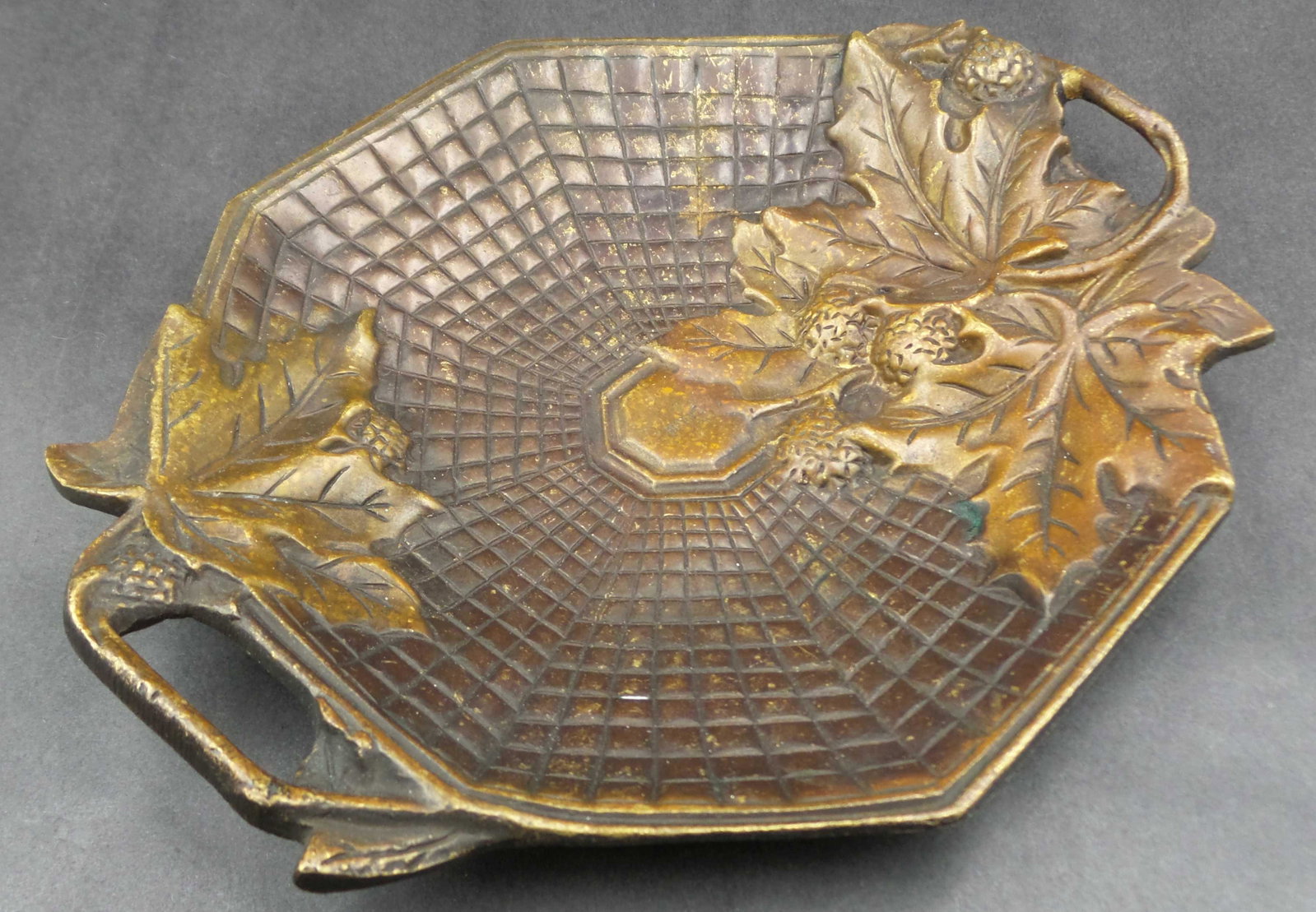 Ca. 1910 Art Deco DINANT Belgium Bronze Bowl /w Ornate Floral Designs: This solid and decorative piece measures approx. 7 3/4" wide x 6 3/8" long. Singed in the center.