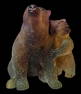 Vintage DAUM Pate de Verre Art Glass Mother Bear & Cub Figurine