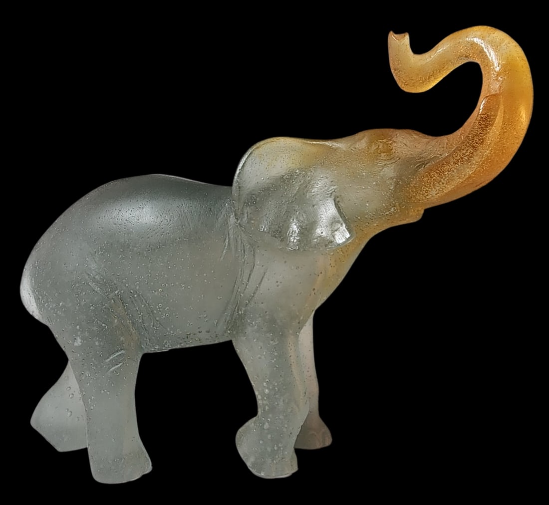 Vintage DAUM Pate de Verre Art Glass Elephant Figurine (1 of 7)