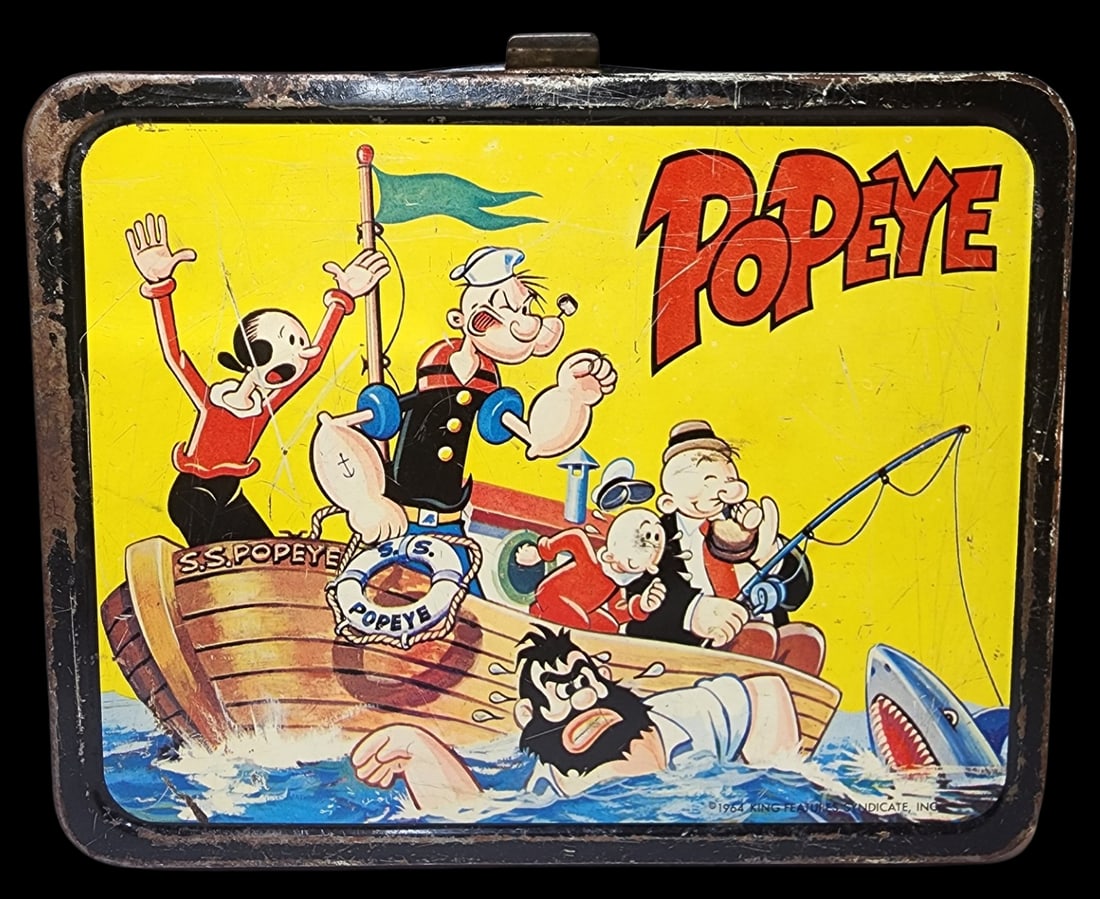 Vintage 1960s Mid-Century THERMOS POPEYE Lunch Box & Thermos Flask (1 of 13)