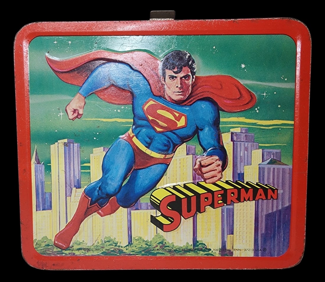 Vintage 1970s Mid-Century ALADDIN SUPERMAN Lunch Box & Thermos Flask (1 of 11)