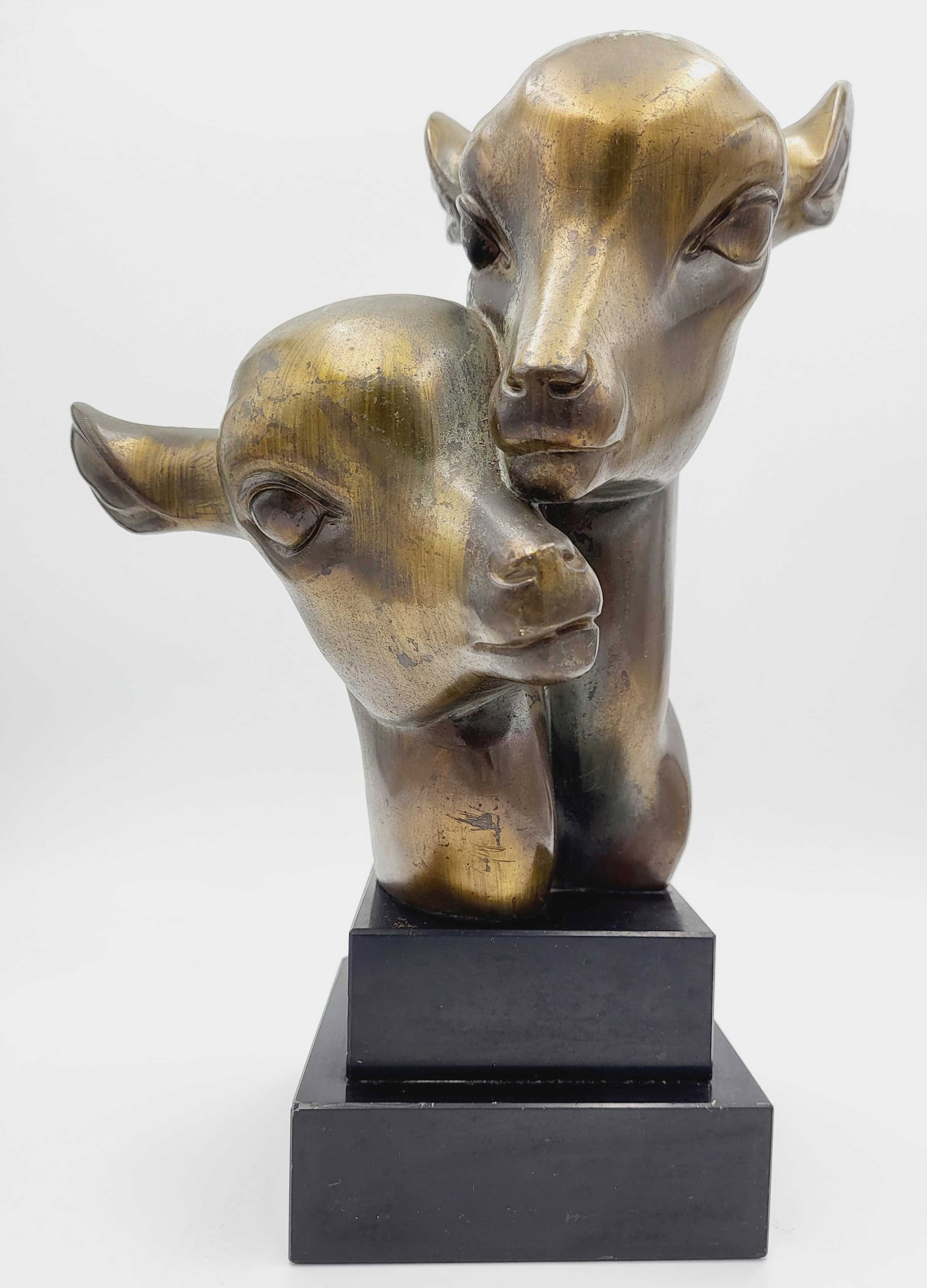 M. LEDUCQ (French, 1879-1955) Bronzeated Metal Sculpture "Deer": Measures approx. 13" high x 9" wide x 7" deep. Very good vintage condition.