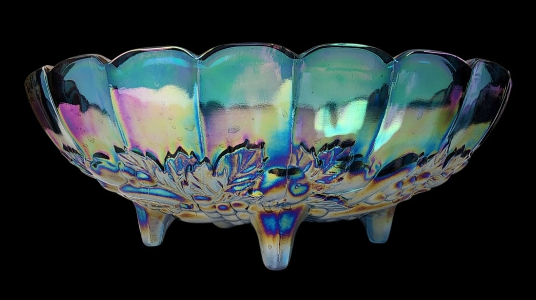 Large Colorful Vintage Carnival Glass Bowl (1 of 11)