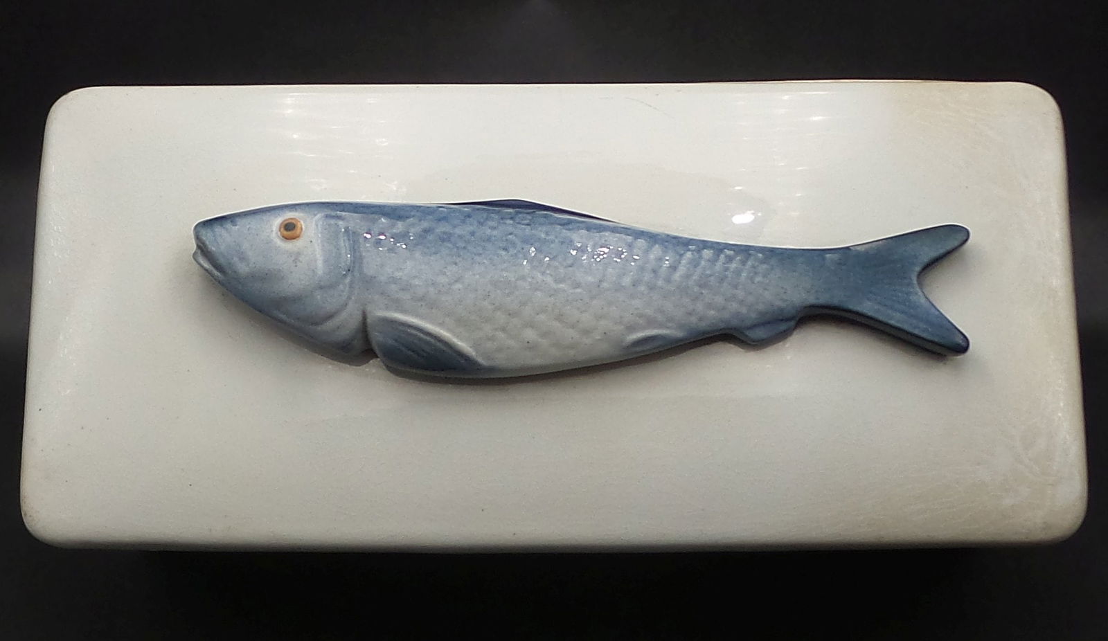 Rare Antique VILLEROY & BOCH Germany Glazed Ceramic Lidded Fish Box (1 of 17)