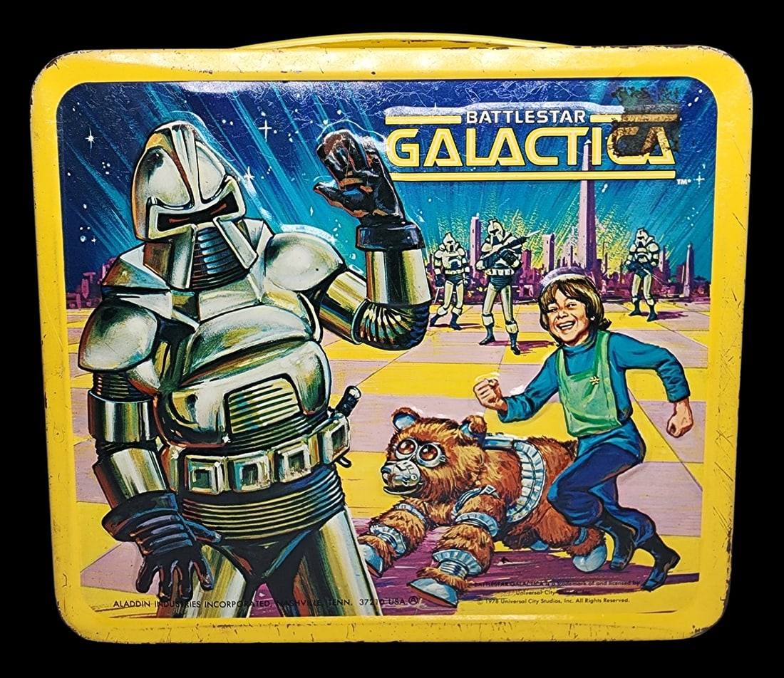 Vintage 1970s ALADDIN Battle Star Galactica Lunch Box & Flask (1 of 8)