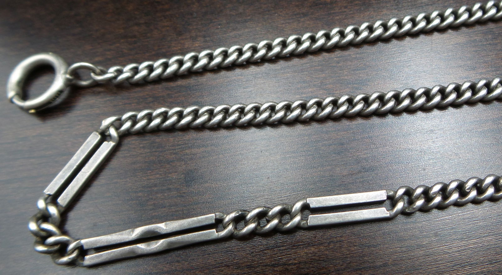 Antique ca. 1930 Art Deco European 800 Silver Pocket Watch Chain (1 of 5)