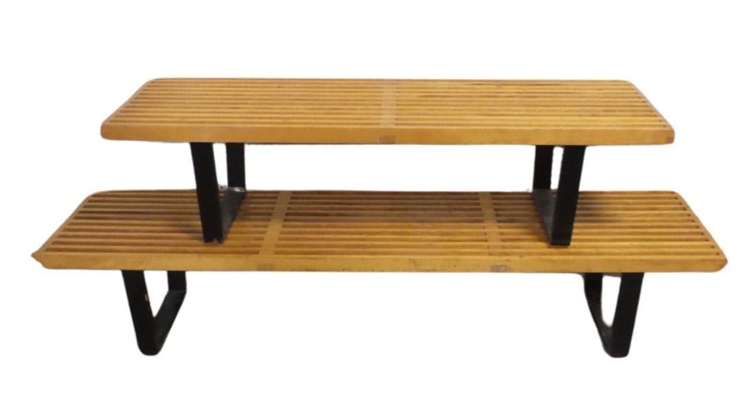Pair of Vintage Mid-Century Modern GEORGE NELSON for HERMAN MILLER Slat Wood Benches (1 of 9)