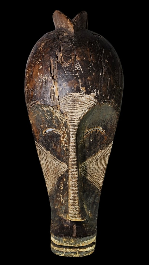 Large Elongated Antique African Hand Carved Wood Mask (1 of 13)