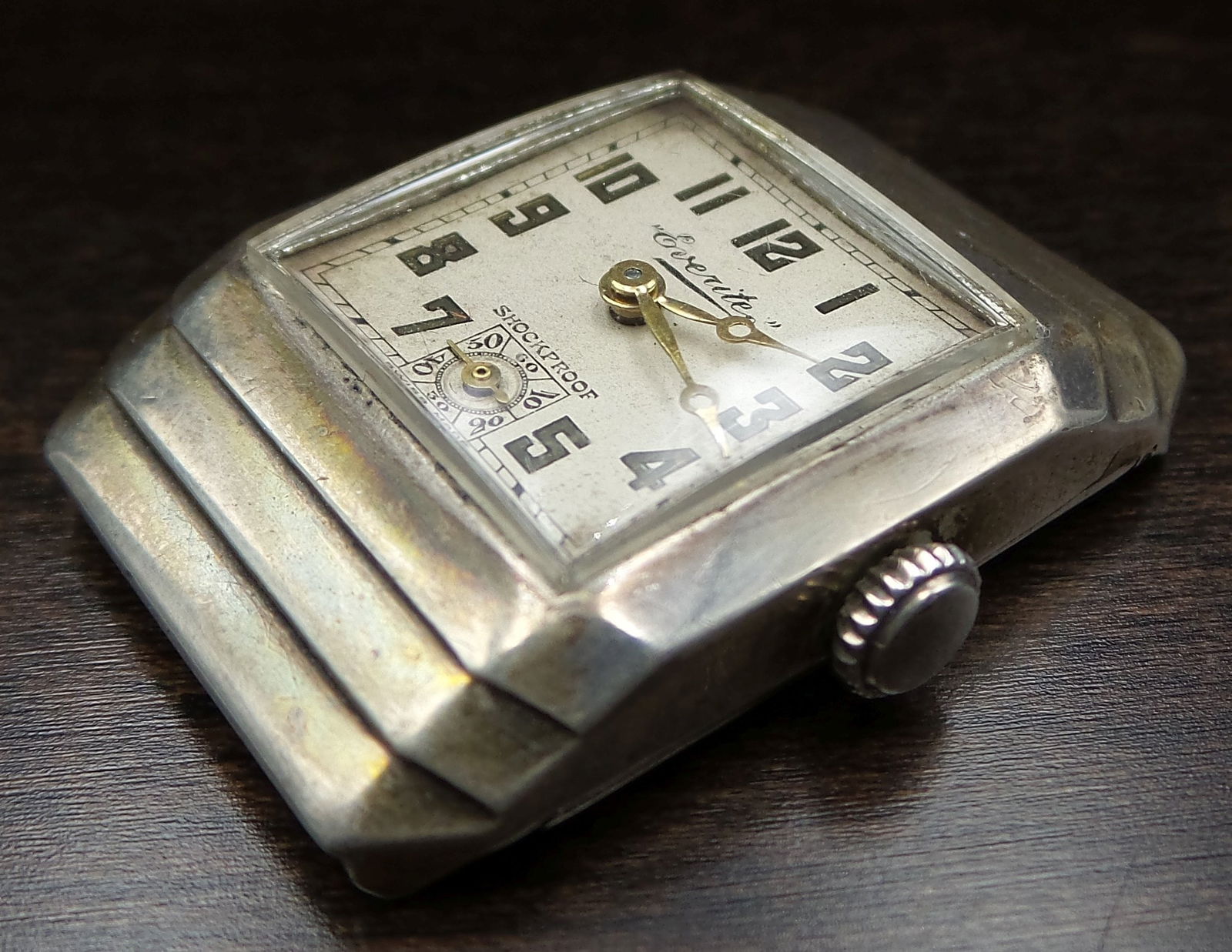 Antique ca. 1930 Art Deco EVERITE Sterling Silver Mechanical Wristwatch (1 of 9)