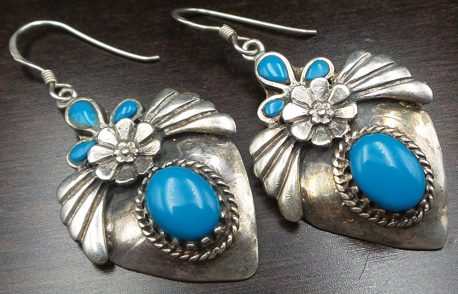 Vintage Native American Sterling Silver & Gemstone Earrings (1 of 8)