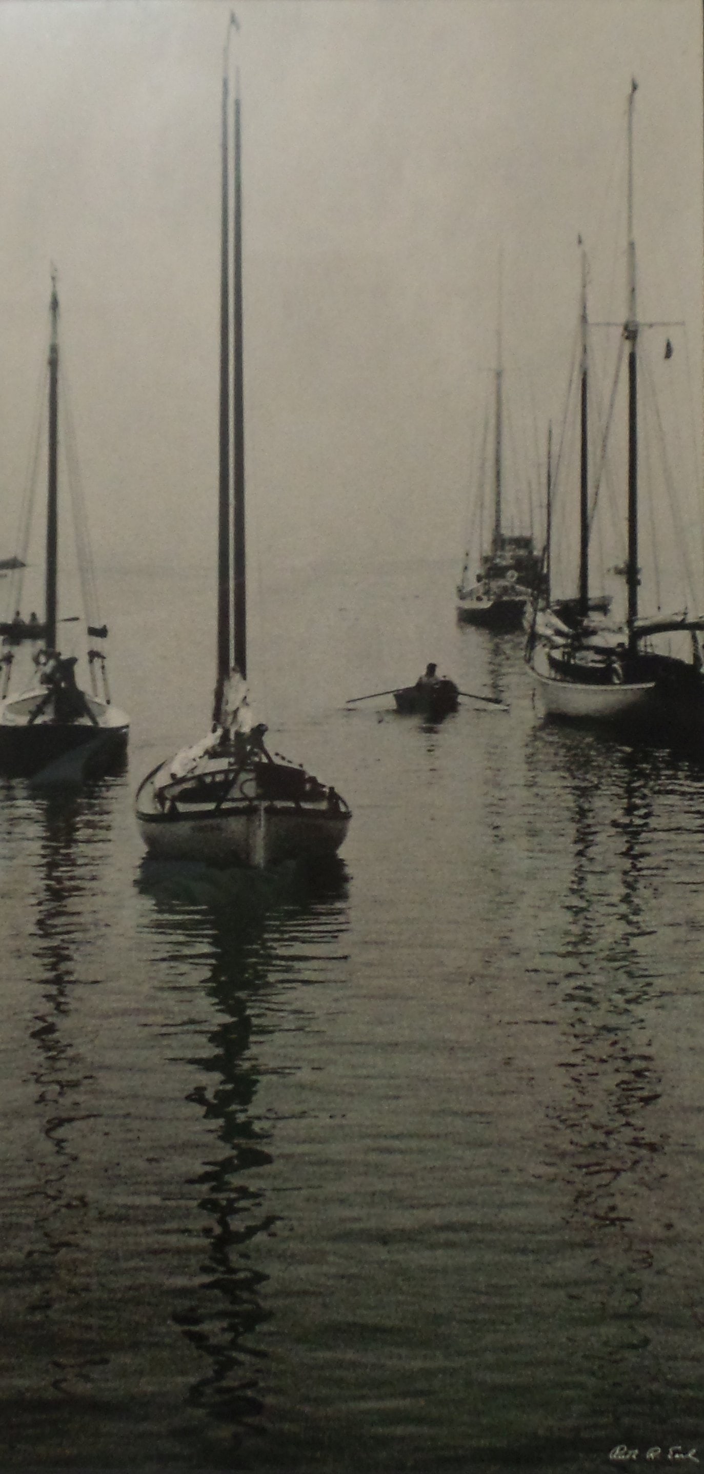 Vintage Framed B/W Photograph of Harboring Boats - Signed (1 of 4)