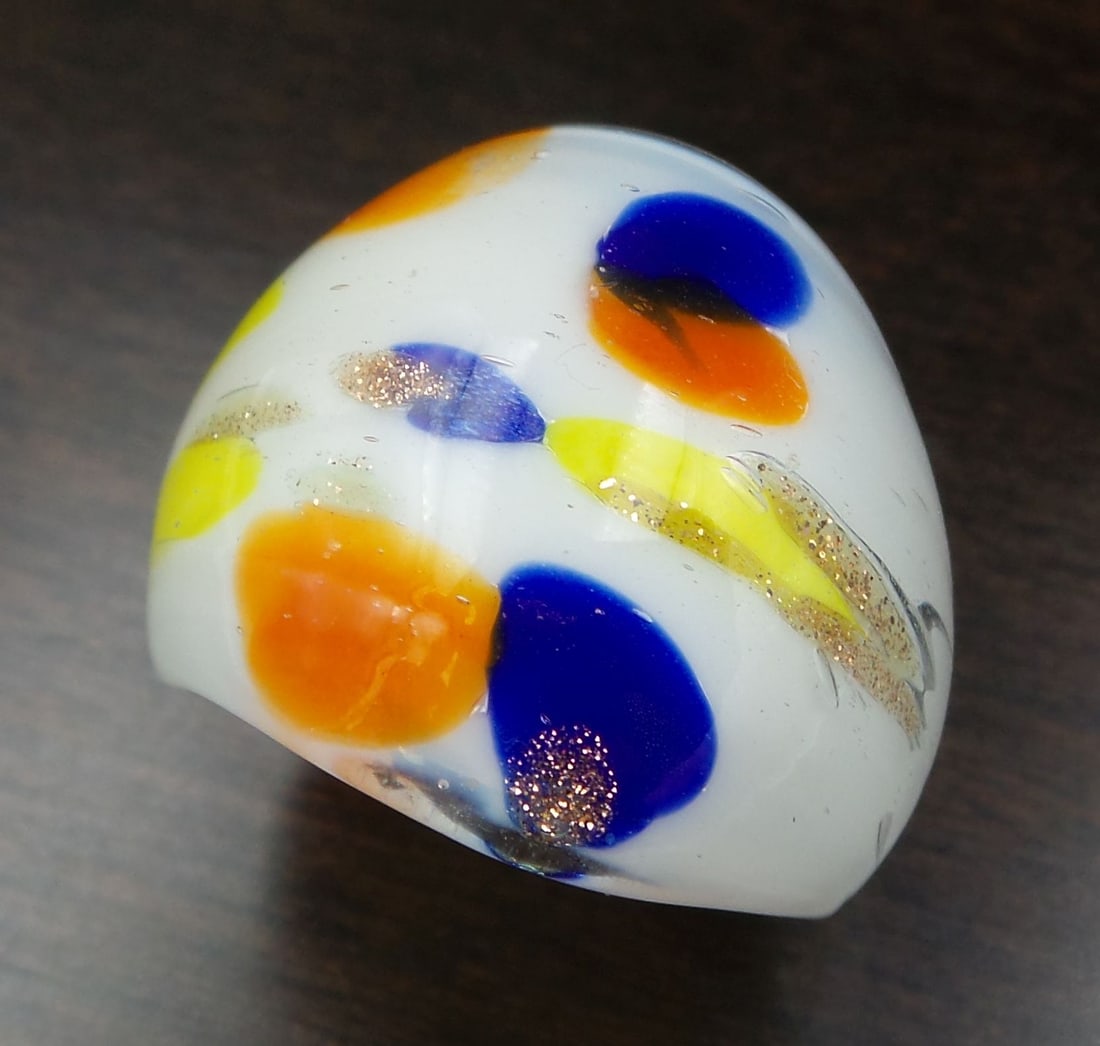 Vintage MURANO Multicolor Art Glass & Goldstone Ring (1 of 9)