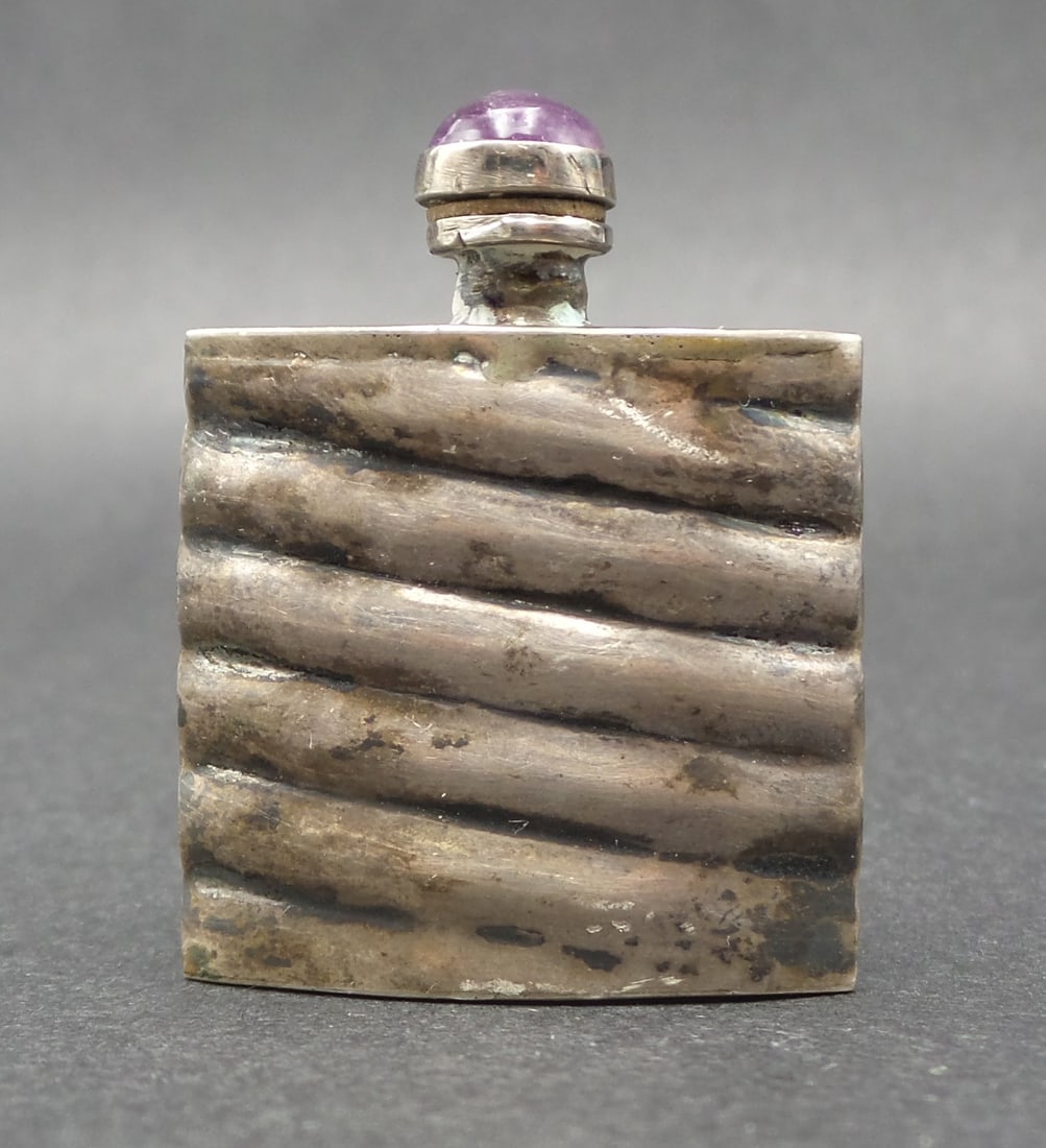 Vintage Mid-Century Mexican Sterling Silver & Amethyst Perfume Bottle (1 of 7)