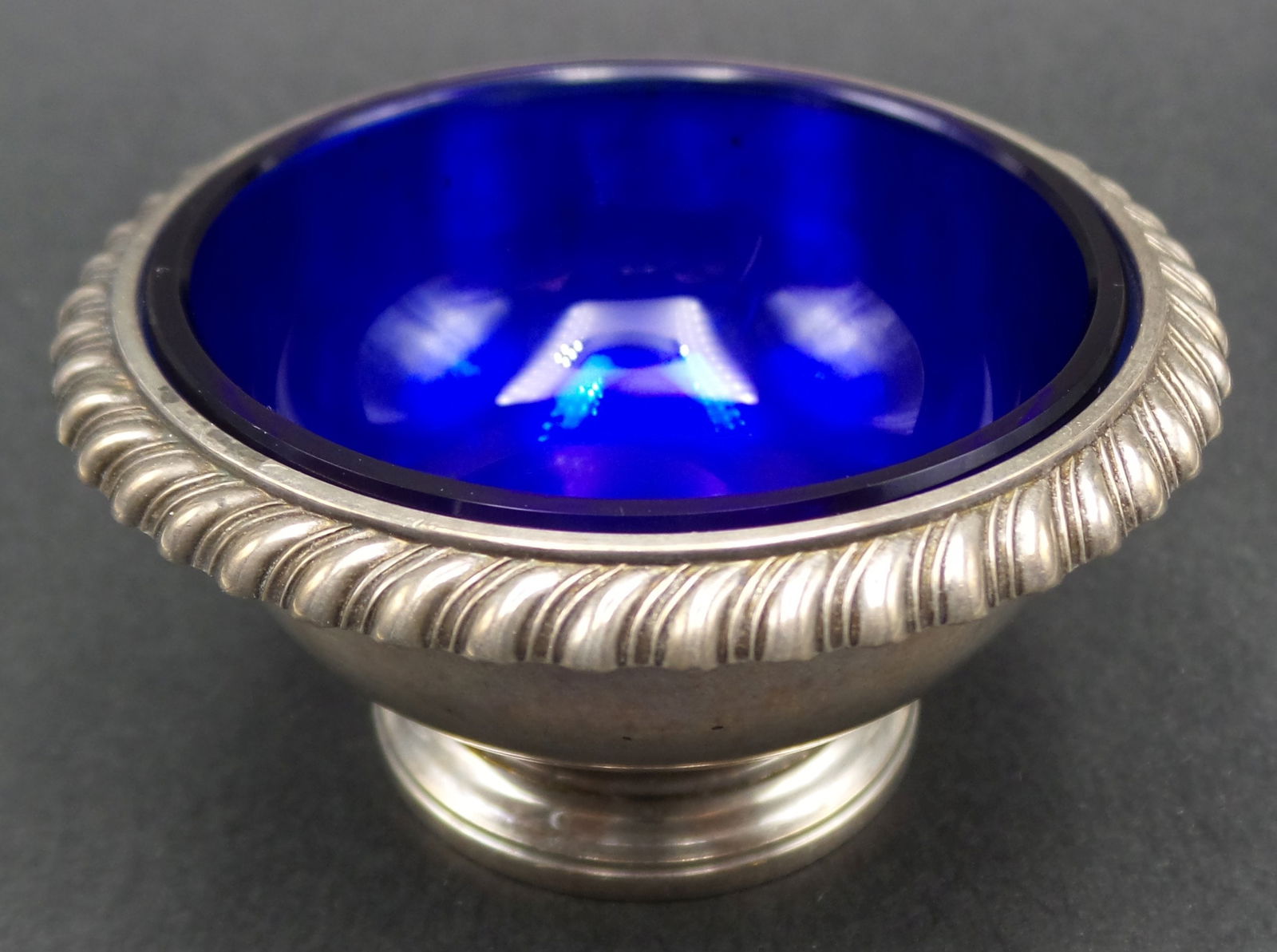 Antique GORHAM Sterling Silver & Cobalt Glass Salt Cellar (1 of 11)