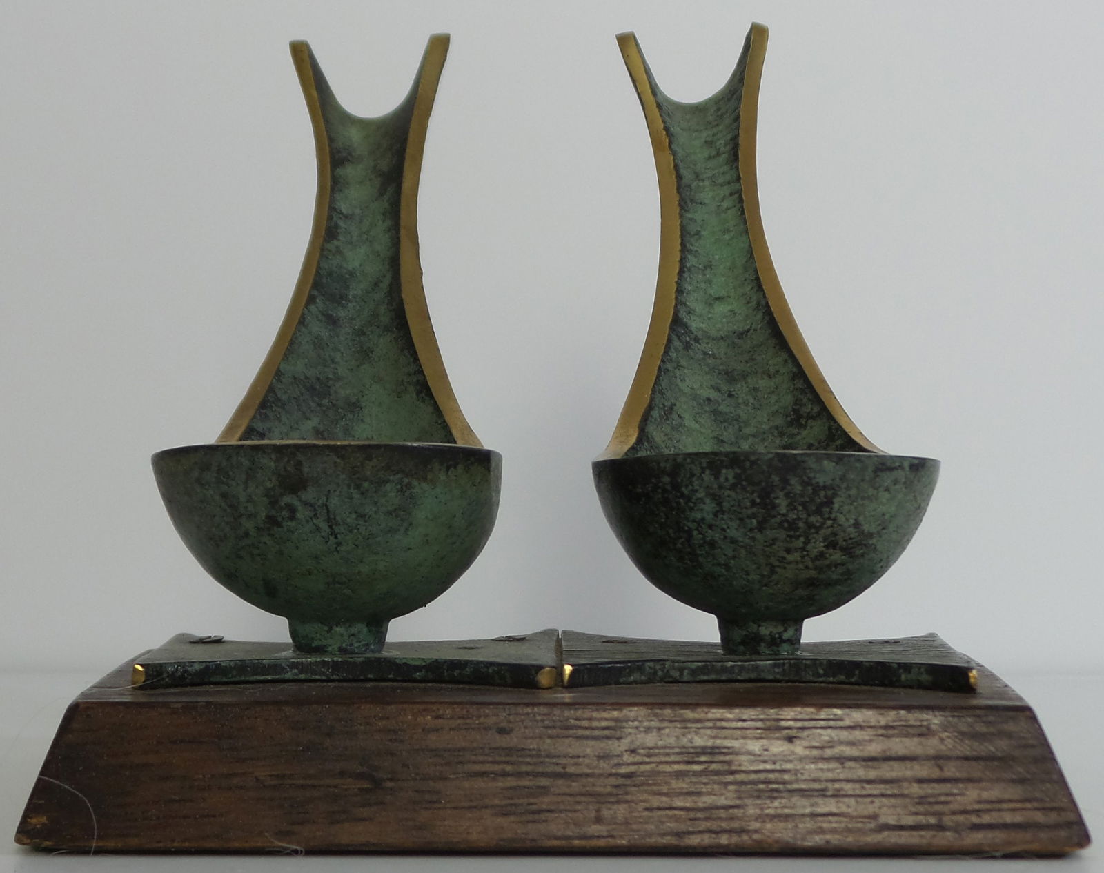 Unusual ca. 1930 European Art Deco Bronze & Wood Pipe Stand (1 of 5)