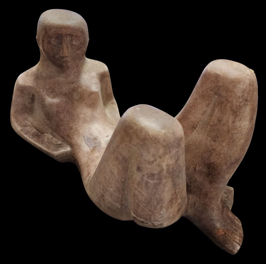 Large Mid-Century Modern Concrete Sculpture attrib. to CHARLES (CHUCK) DODSON (1908-1993): Cast concrete sculpture of a female lying on back. Refined and broad figural shape with modernist forms in flowing lines. Good vintage condition with some deep scratches to leg (see pictures). Measure