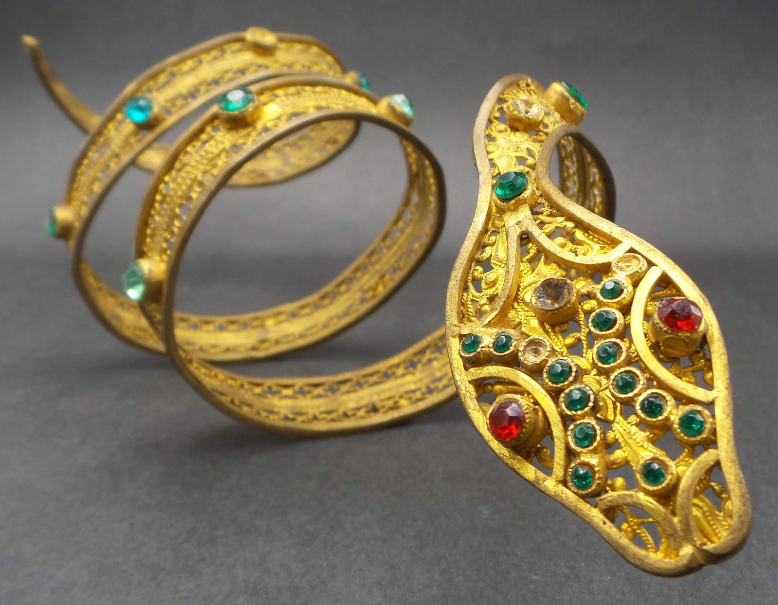 Rare 1930/60s AIDA at La Scala Italy Opera Costume Jewelry Snake Bracelet attrib. A. CORBELLA (1 of 8)