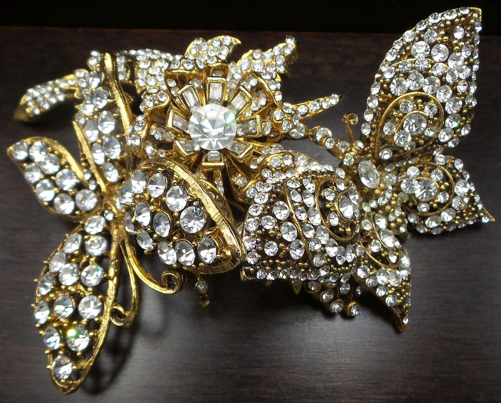 Spectacularly Large Signed JOSE MARIA BARRERA Butterfly Rhinestone Brooch (1 of 8)