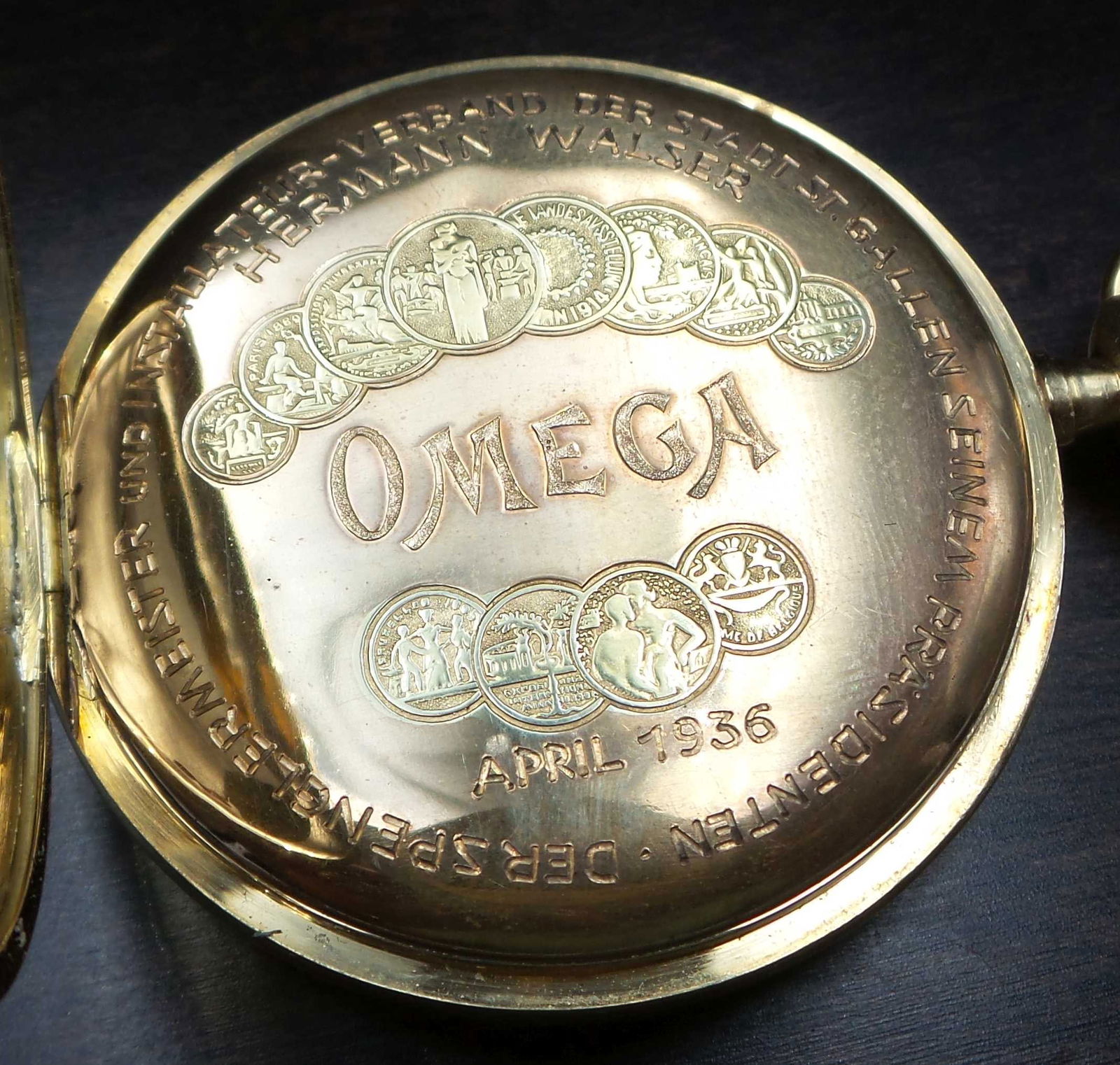 Ca. 1930 OMEGA Scherraus & Co. St. Gallen Switzerland 18K Gold Pocket Watch (1 of 16)