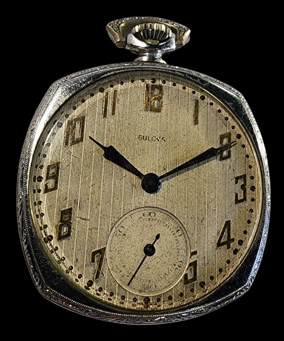 Bulova stainless steel clearance men's pocket watch